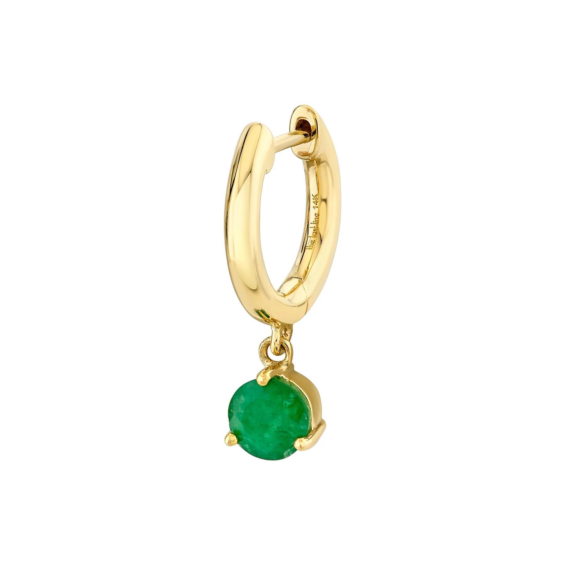 Ultimate Solitaire Slim Hoop - Emerald / 14k Yellow Gold