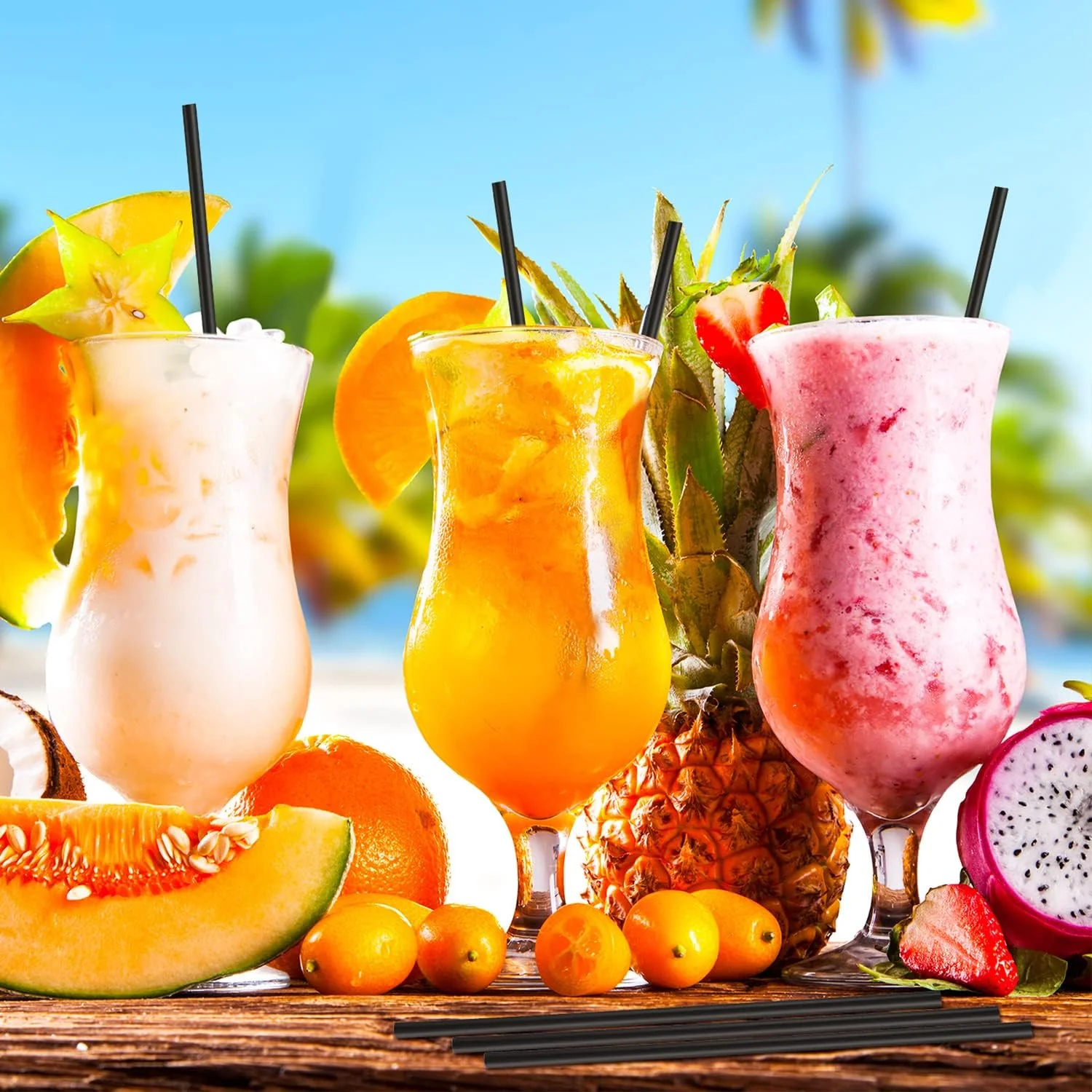 Biodegradable Compostable Individually Wrapped Straws, PLA Disposable Plant Based Eco Friendly Straws 8.25