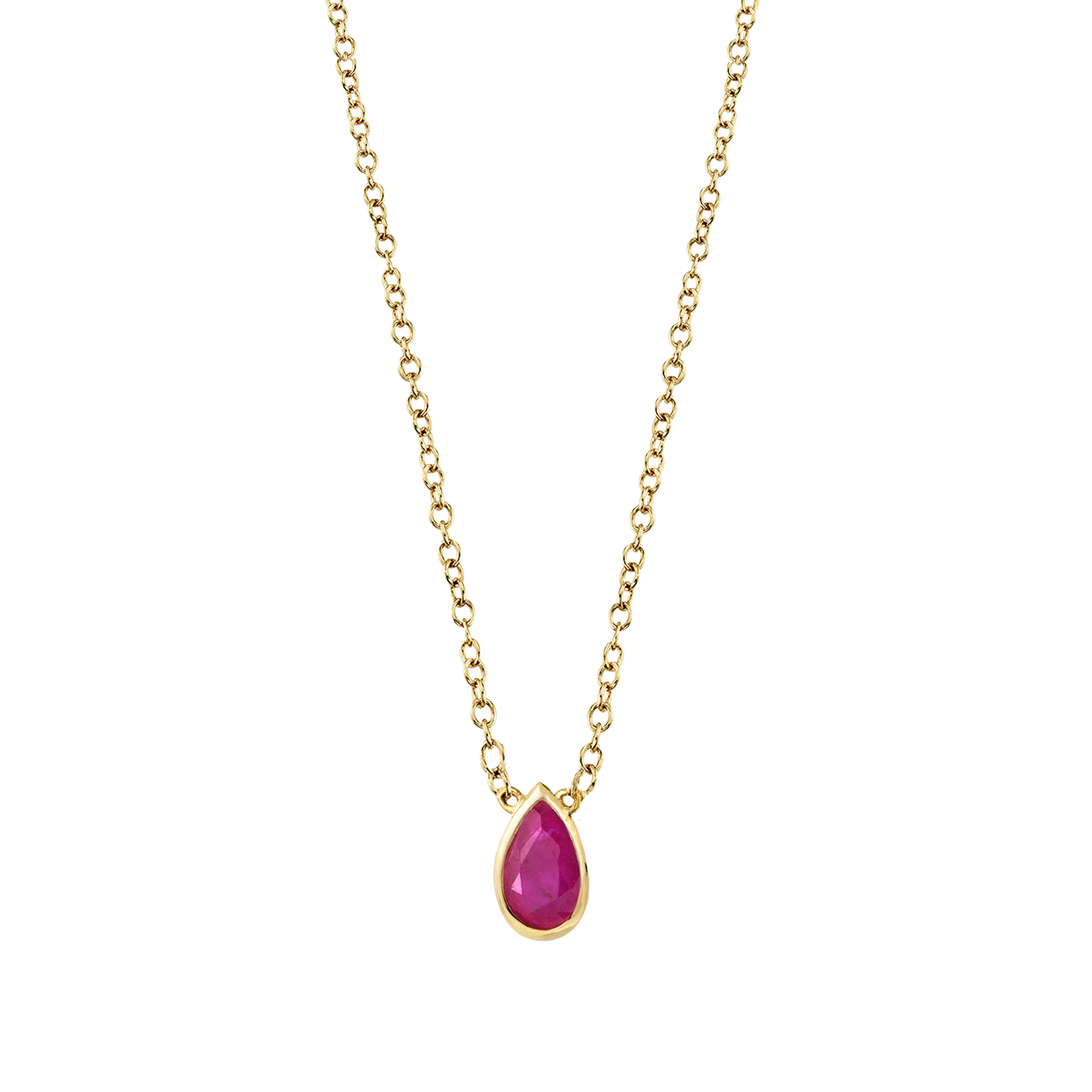 Teardrop Necklace - Ruby / 14k Yellow Gold