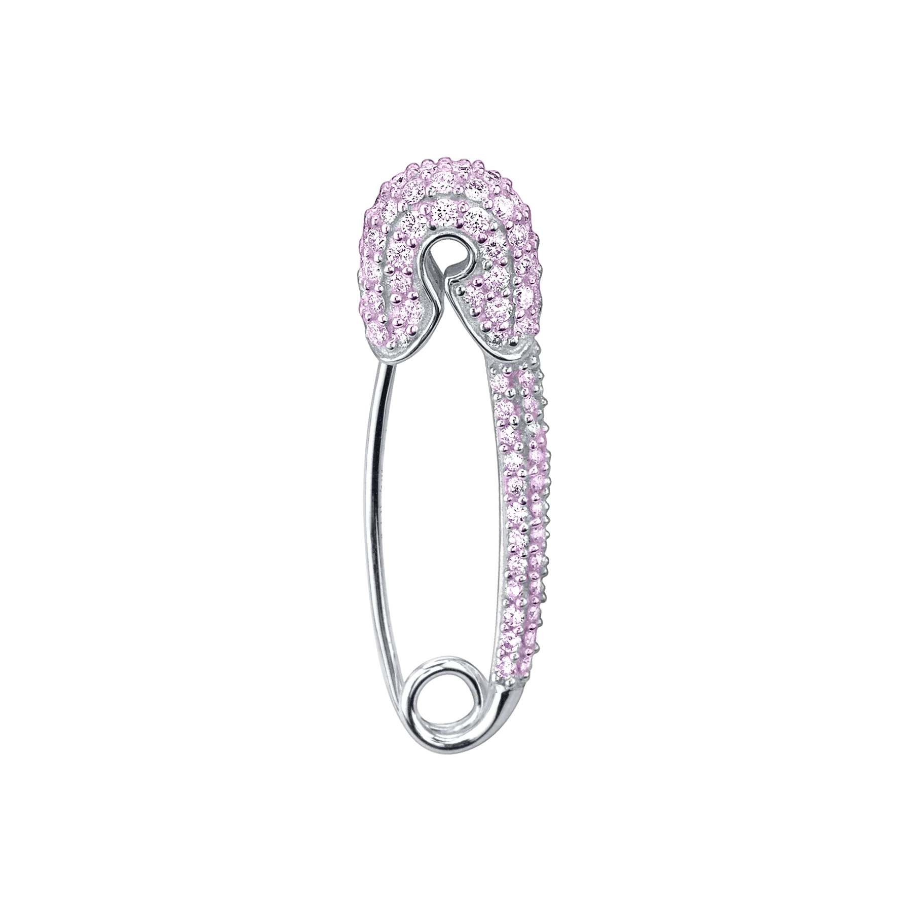 Safety Pin Earring - Pink Sapphire / 14k White Gold