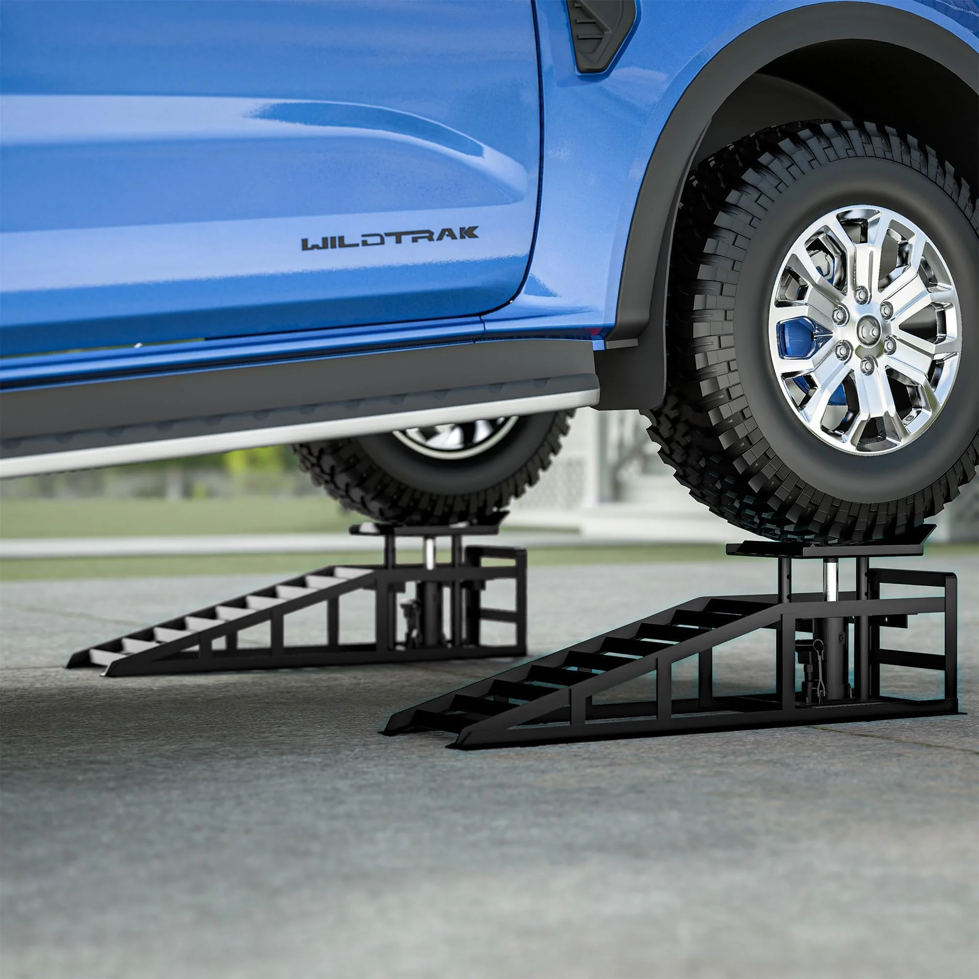 Garvee 2 Pack Hydraulic Car Ramps 5T 10000lbs Low Profile Car Lift Service Ramps Truck Trailer Garage Height Adjustable