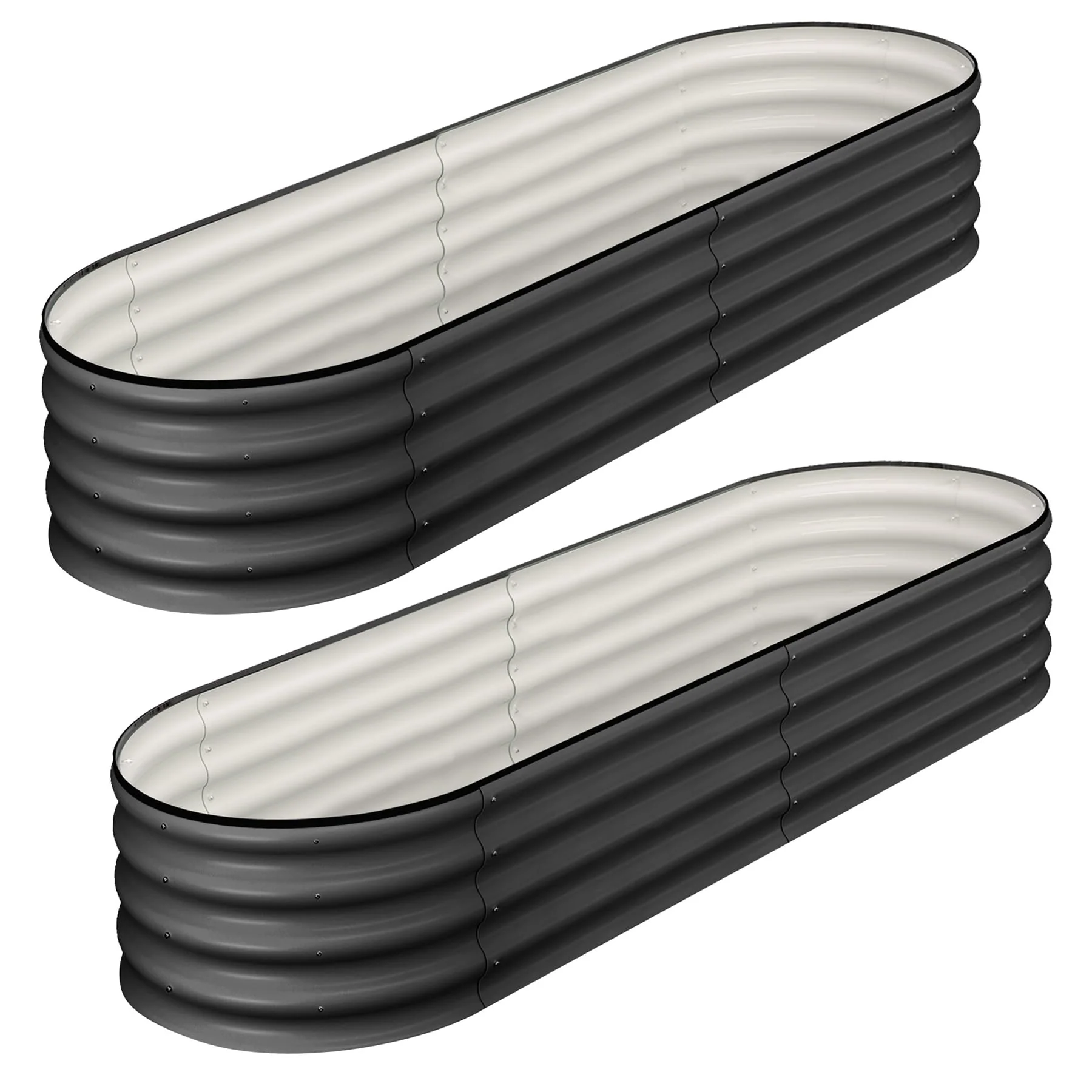 Garvee 2 Pcs 4.5' X 2' X 2' Oval Raised Garden Bed, Galvanized Raised Beds for Outdoor, Planter Raised Boxes with Open-Ended Base,Large Metal Raised Planter Beds for Vegetables,Flowers,Tool-Free Assembly, Grey