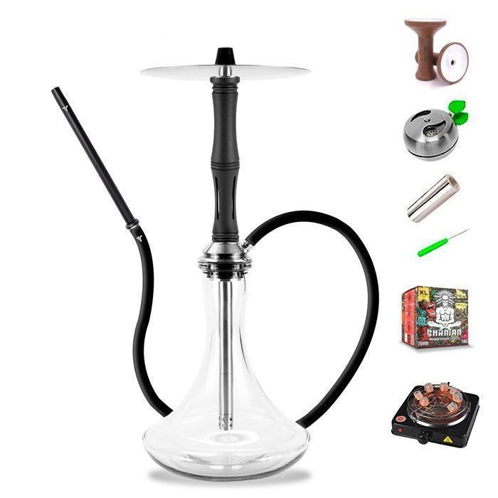 Aeon Vyro Versa Steel Sleeve Hookah Set - V4 Black