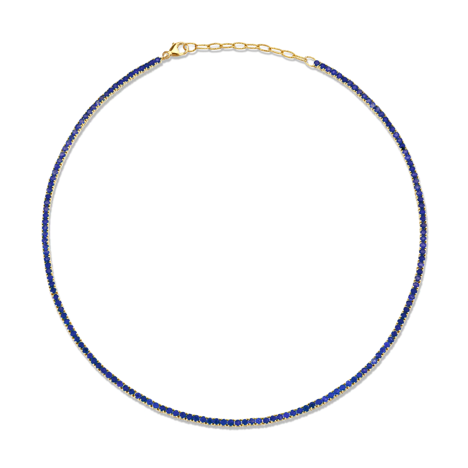 Perfect Collar Tennis Necklace - Blue Sapphire / 14k Yellow Gold