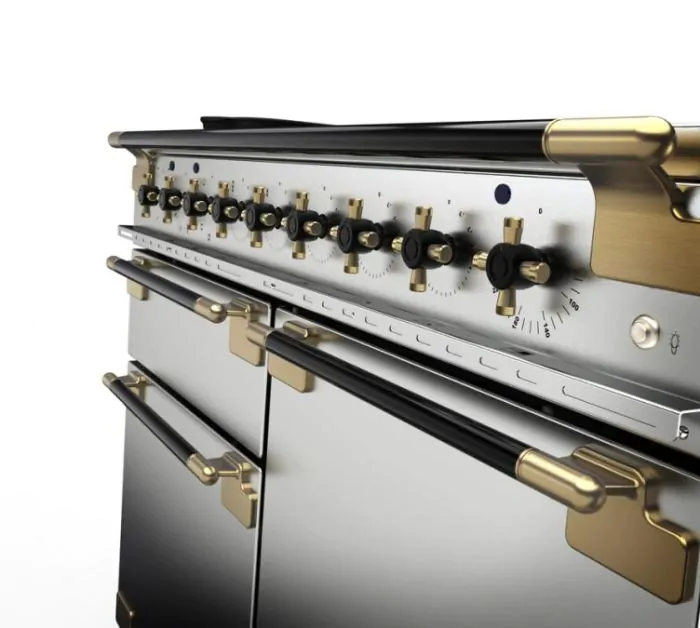 Rangemaster Elise 110cm Dual Fuel Range Cooker | Black/Antique Brass | ELS110DFFSS/BE