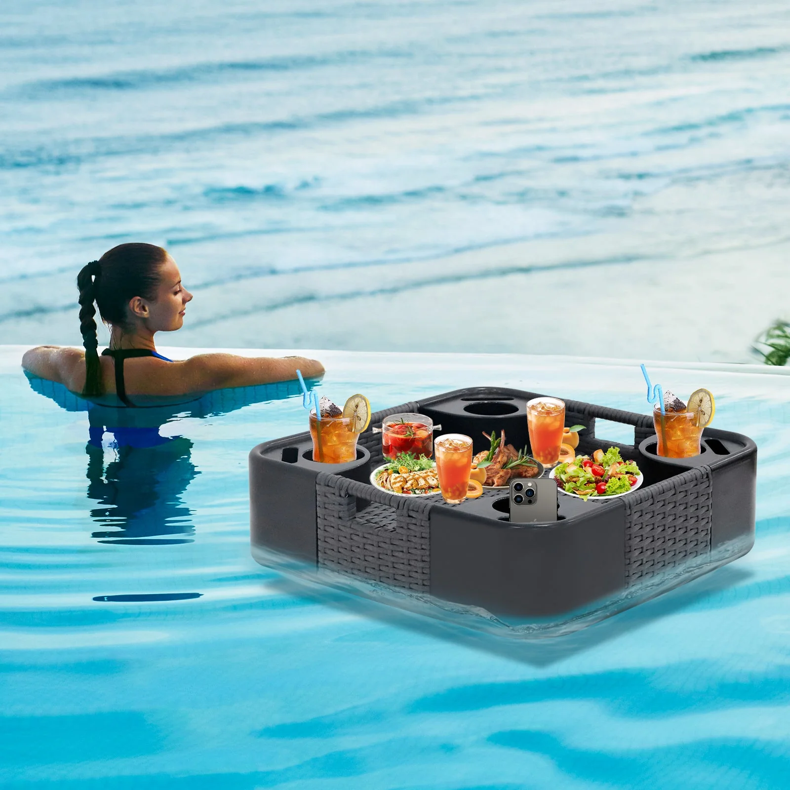 24”x24” Square/35”x24” Rectangular Floating Tray for Pool and Hot Tub