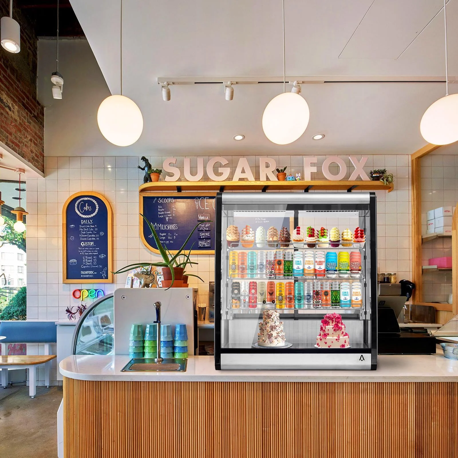 Garvee 196L Single-Door Cake Cooler, LED Lit, Countertop/Floor