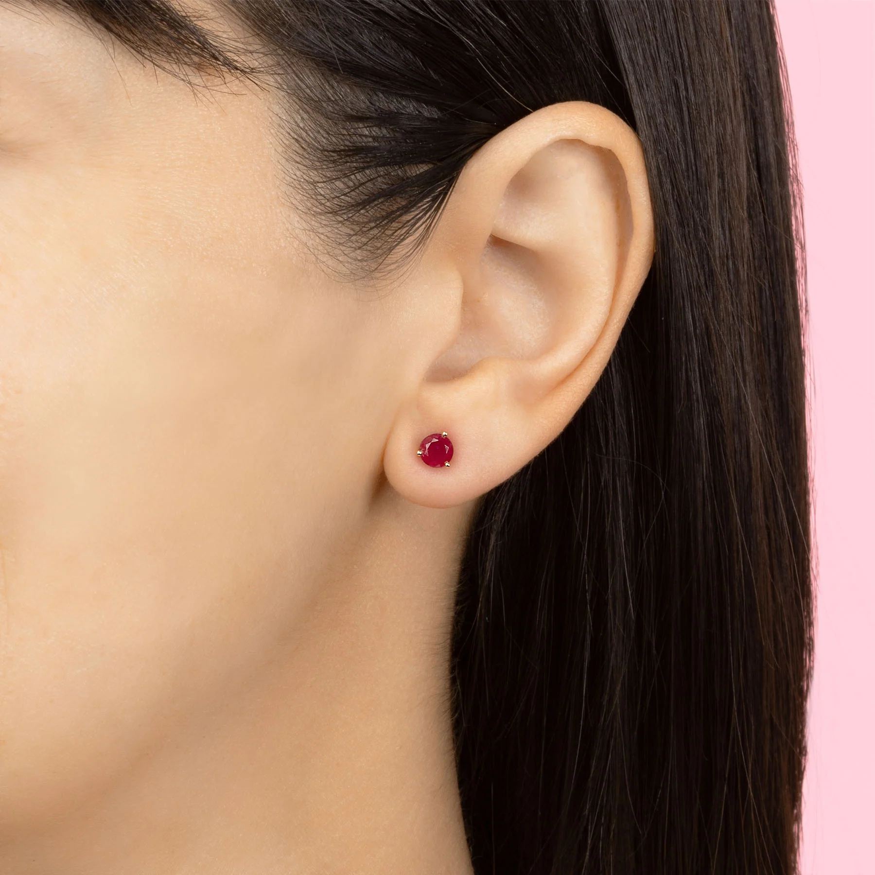 4.5mm Round Stud - Ruby / 14k Rose Gold