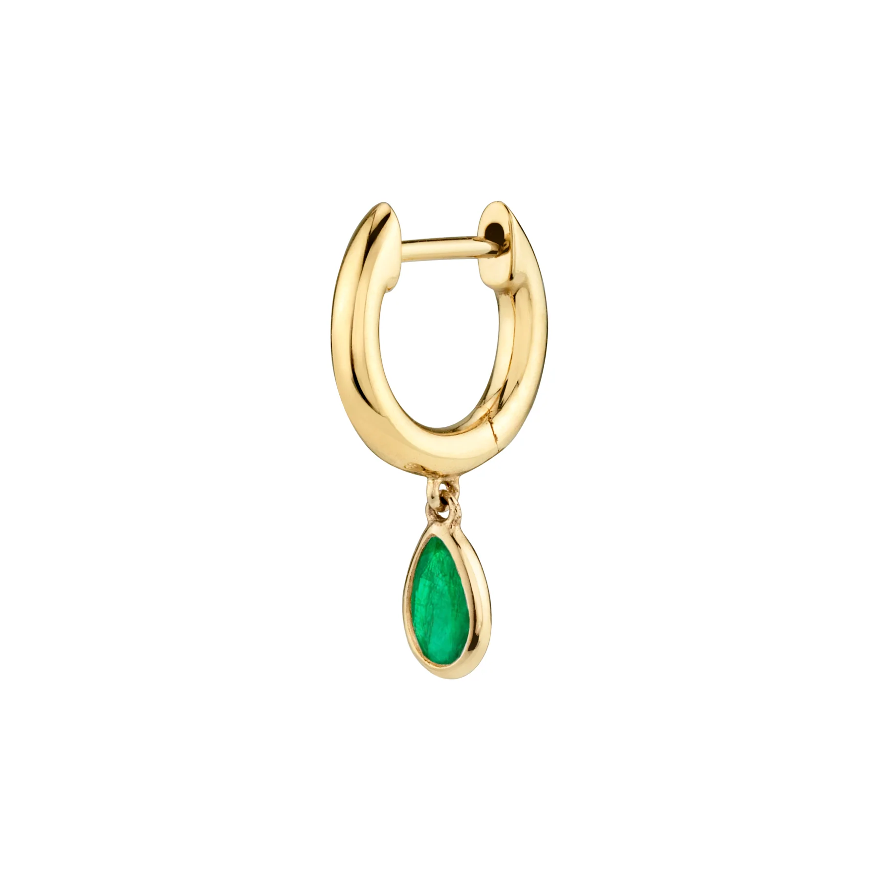 Teardrop Slim Hoop - Emerald / 14k Yellow Gold