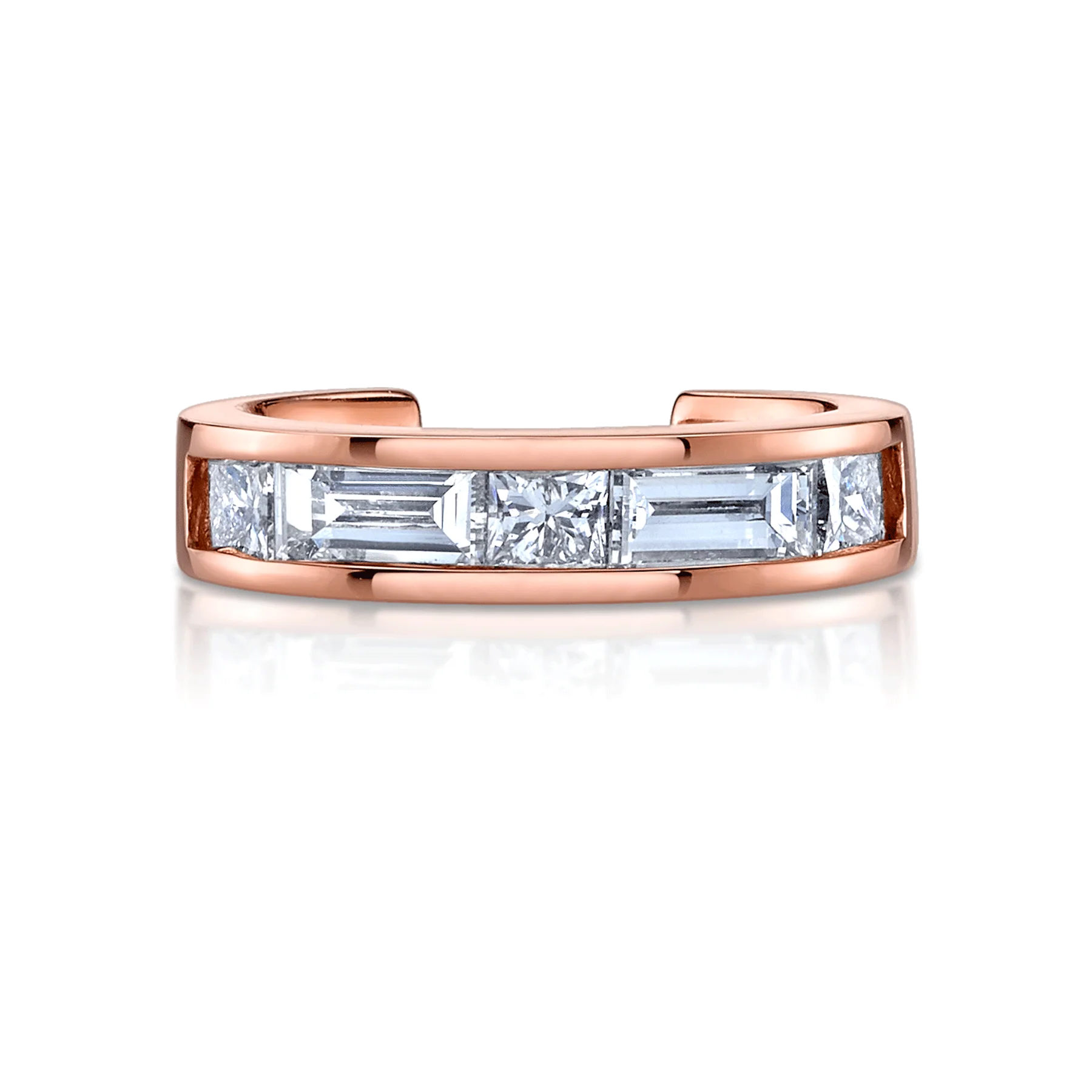 Princess Baguette Ear Cuff - White Diamond / 14k Rose Gold