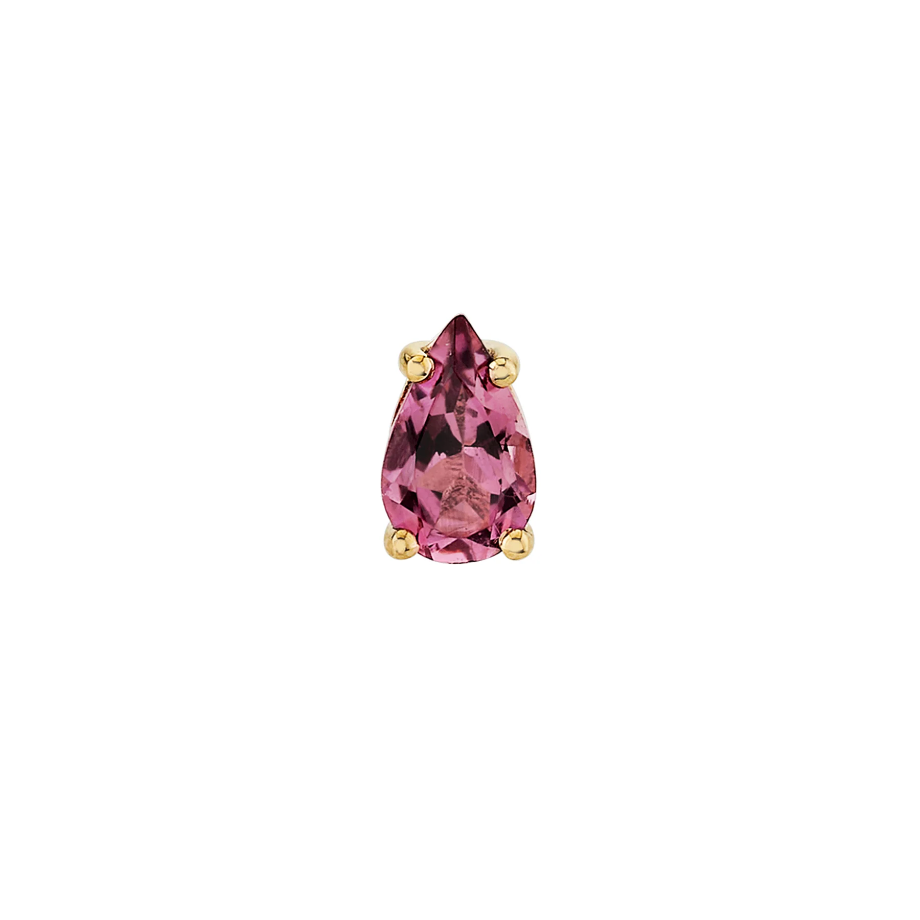 Pear Stud Earring - Pink Tourmaline  / 14k Yellow Gold