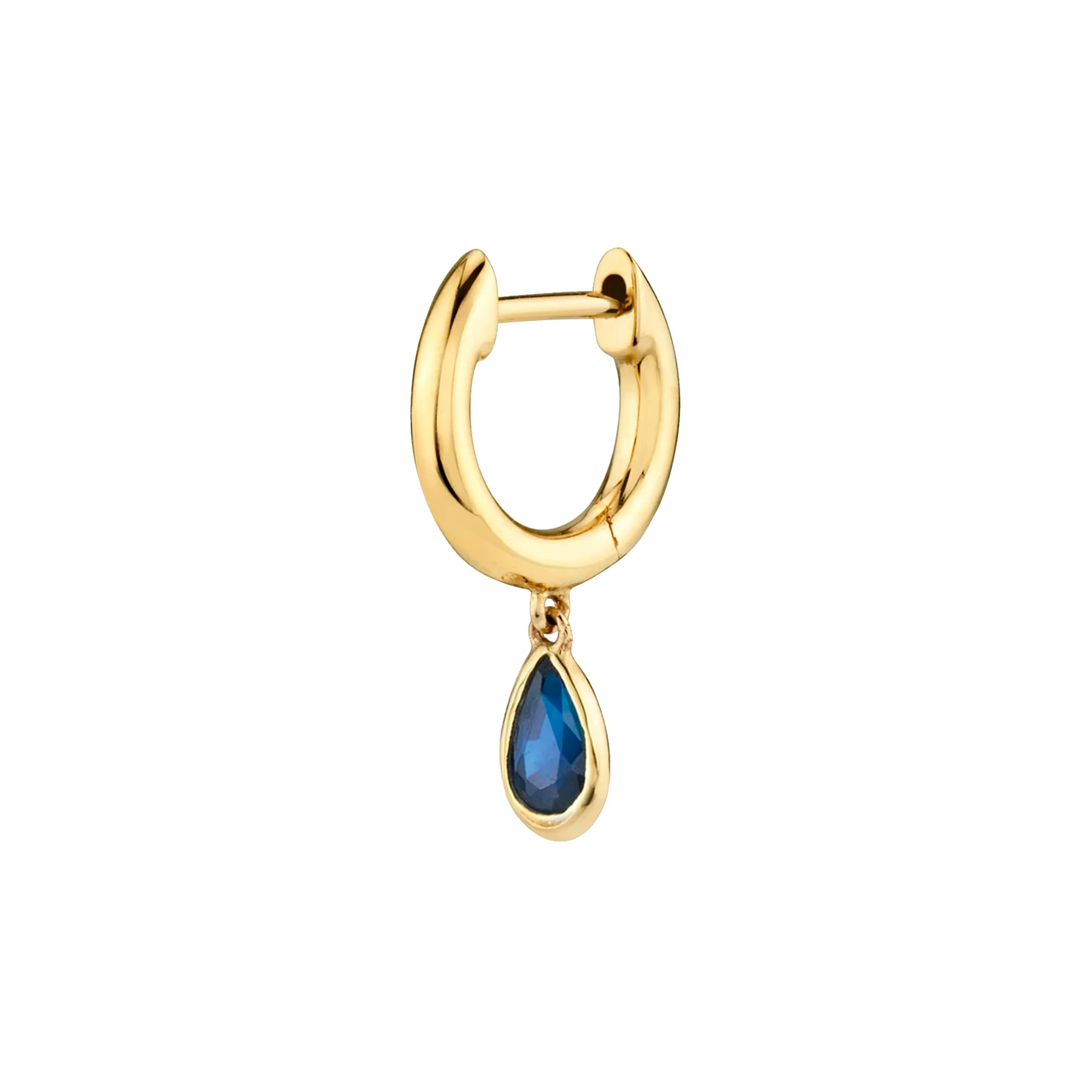 Teardrop Slim Hoop - Blue Sapphire / 14k Yellow Gold