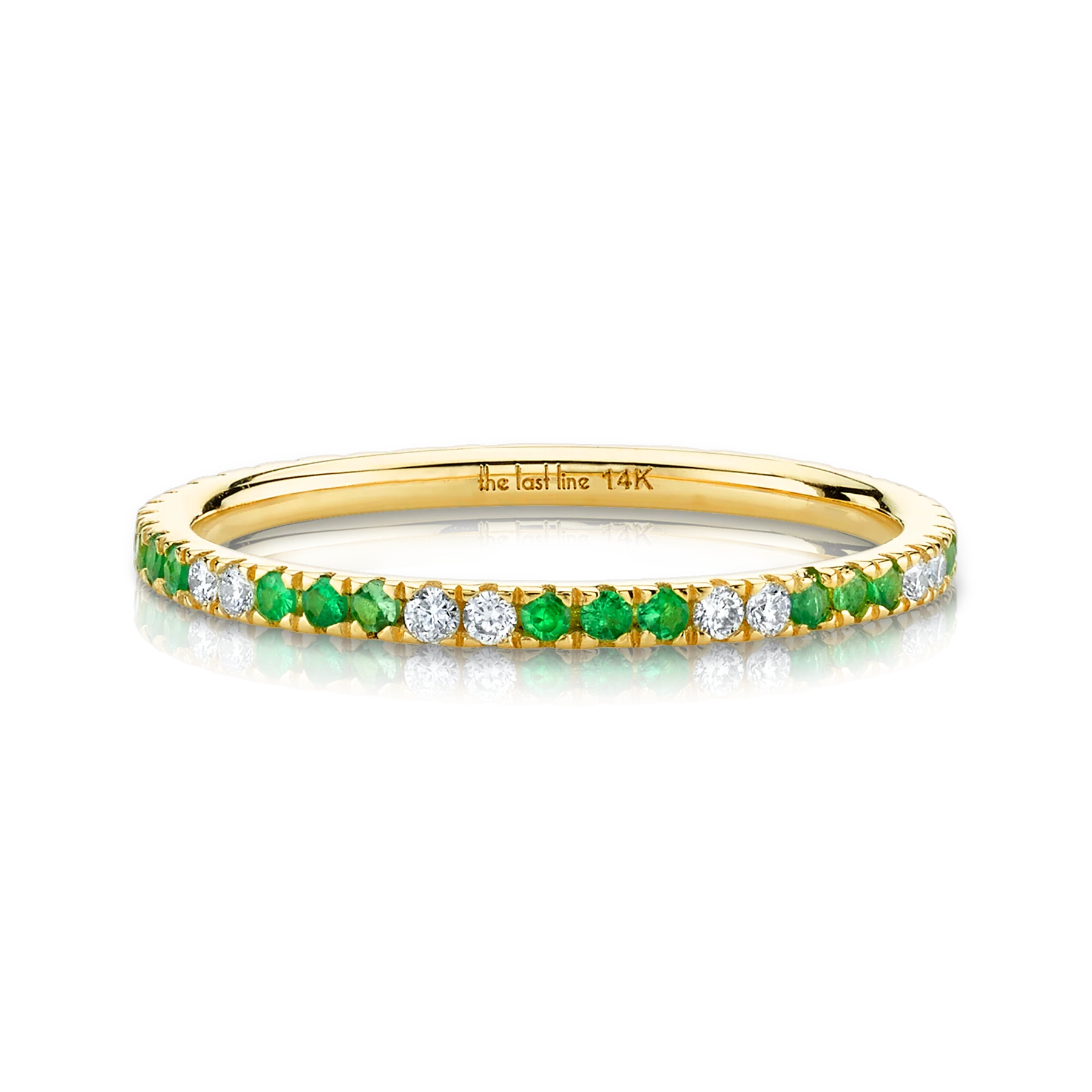 Perfect Eternity Band - White Diamond and Tsavorite / 14k Yellow Gold