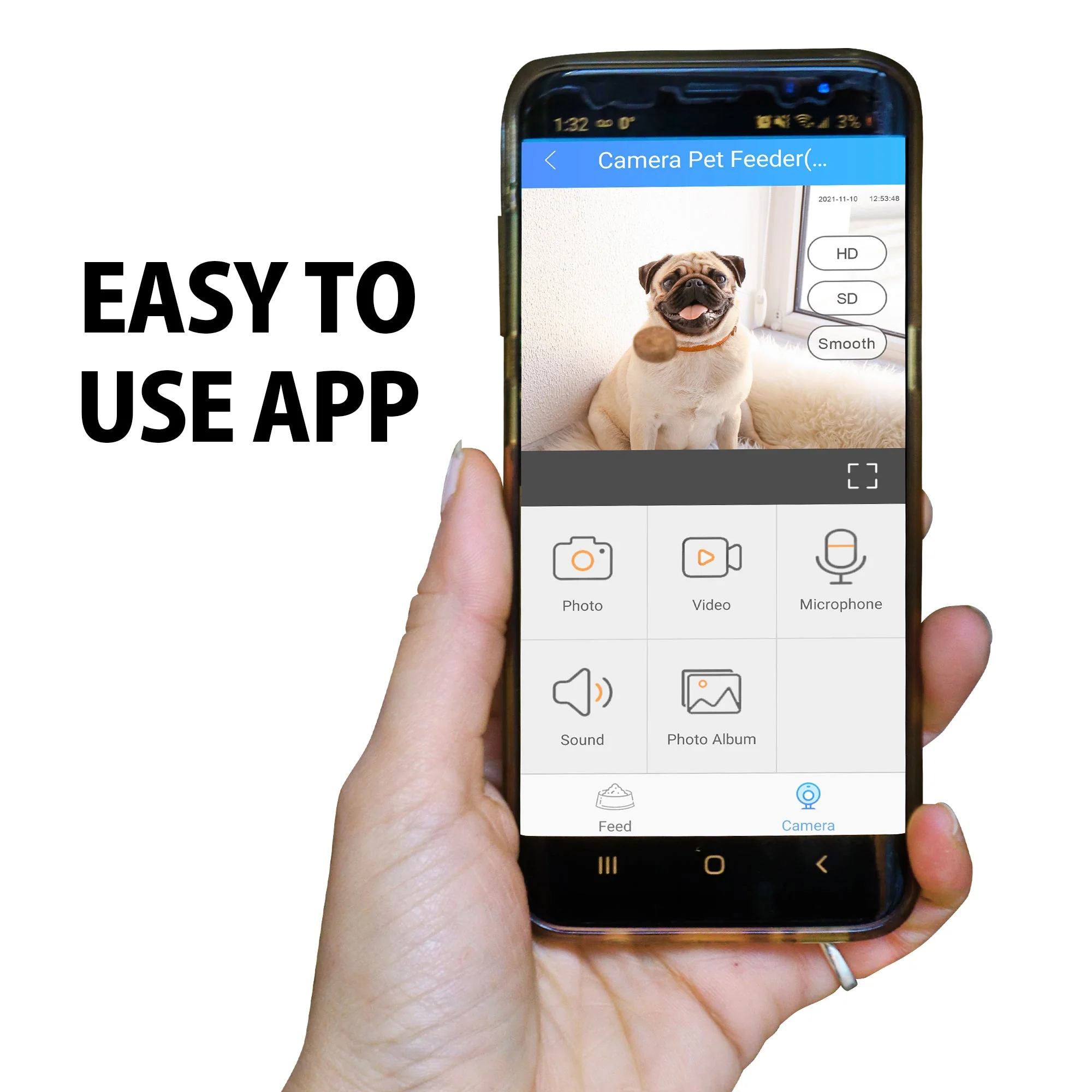 Lentek Smart Pet Feeder with 720p HD Video, 2-Way Audio, 200 oz. Programmable WiFi Cat or Dog Food Dispenser, Schedule Mealtimes, Automatic Portion Control, Free App for iPhone and Android Smartphone