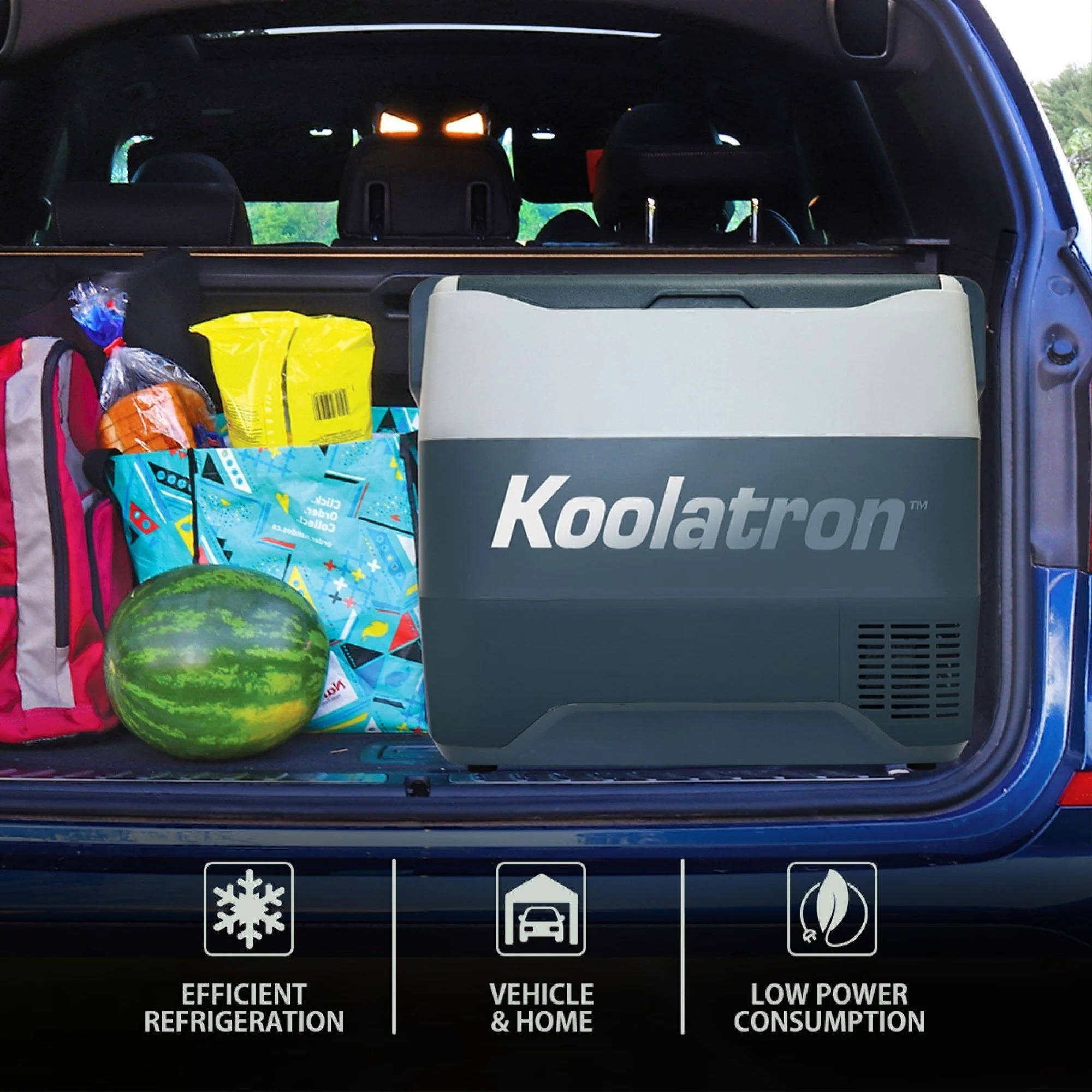 Koolatron 12 Volt Portable Freezer Refrigerator w/ Bluetooth Controls 54 qt (50L) Electric Cooler, 12V DC/110V AC Cords Included, Compressor Cooling -8 to 50掳F (-22 to 10掳C), Travel Car Fridge, Gray