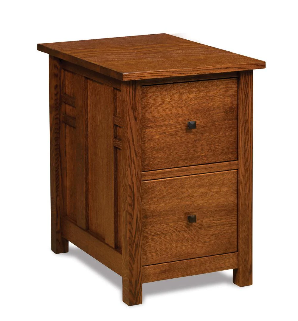 Amish Kascade Two Drawers File Cabinet with Unfinished Backside
