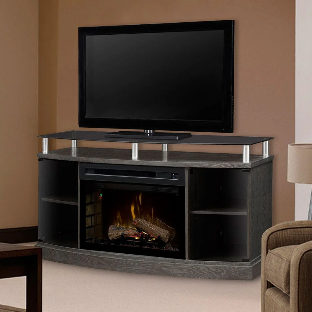 Windham Silver Charcoal Electric Fireplace Media Console