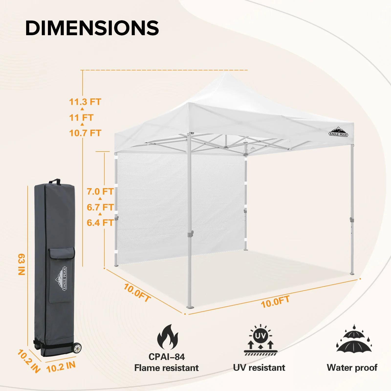 10x10 Heavy Duty Pop up Commercial Canopy Tent with One Removable Sidewall