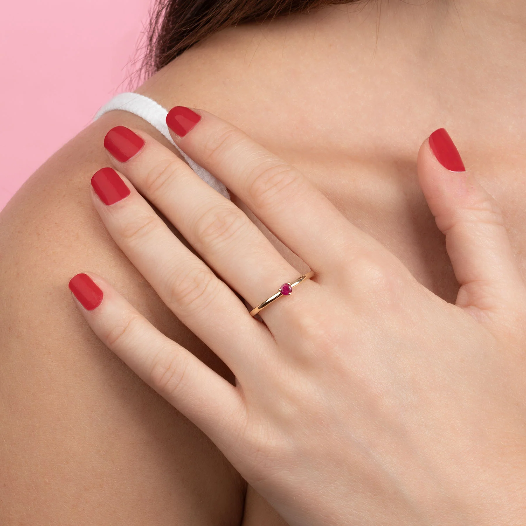 Solitaire Ring - Ruby / 14k Yellow Gold