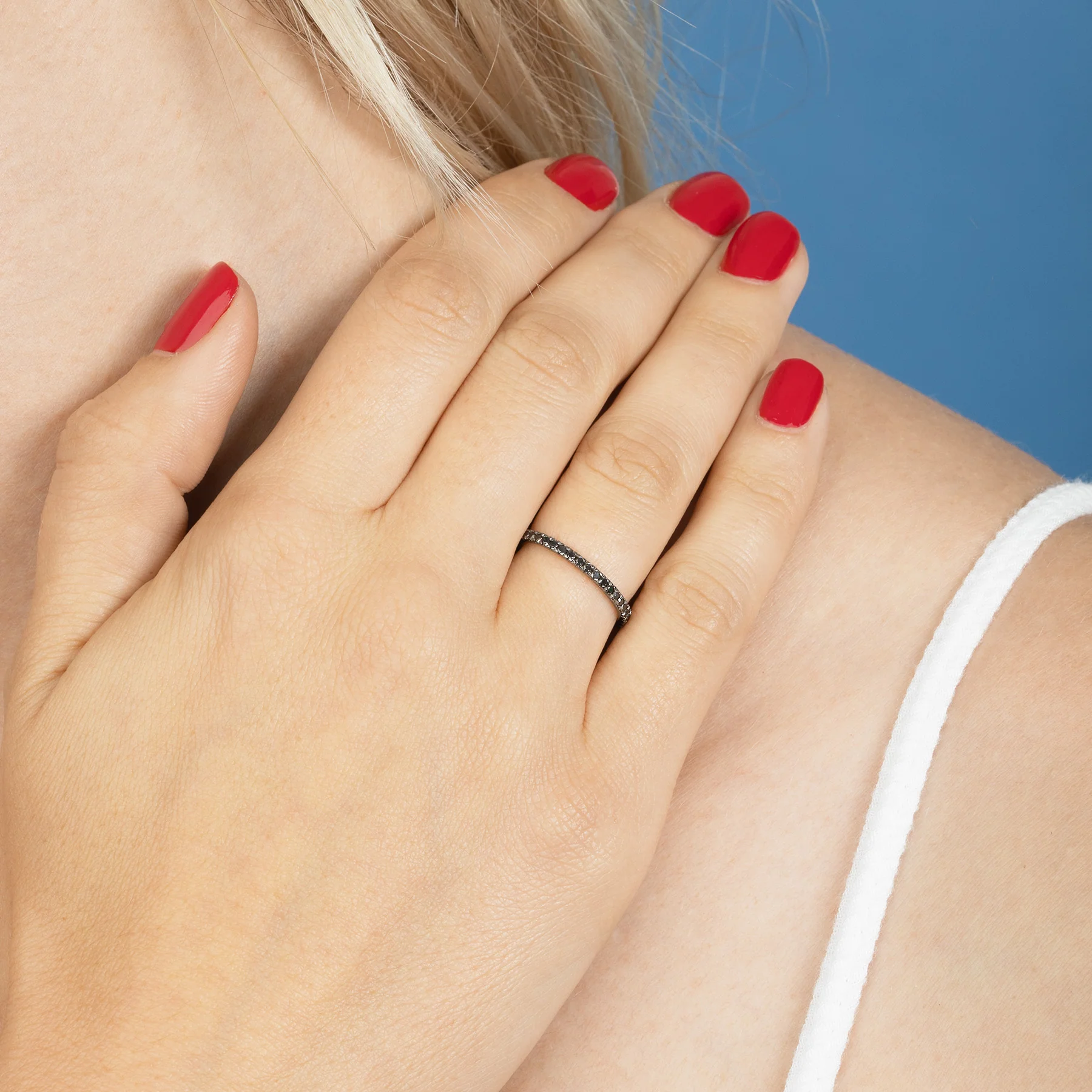 Perfect Eternity Band - Black Diamond / 14k Black Gold