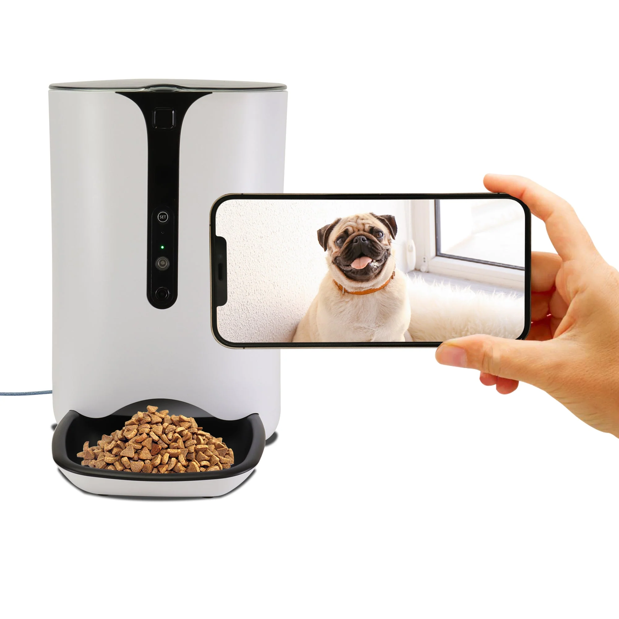 Lentek Smart Pet Feeder with 720p HD Video, 2-Way Audio, 200 oz. Programmable WiFi Cat or Dog Food Dispenser, Schedule Mealtimes, Automatic Portion Control, Free App for iPhone and Android Smartphone