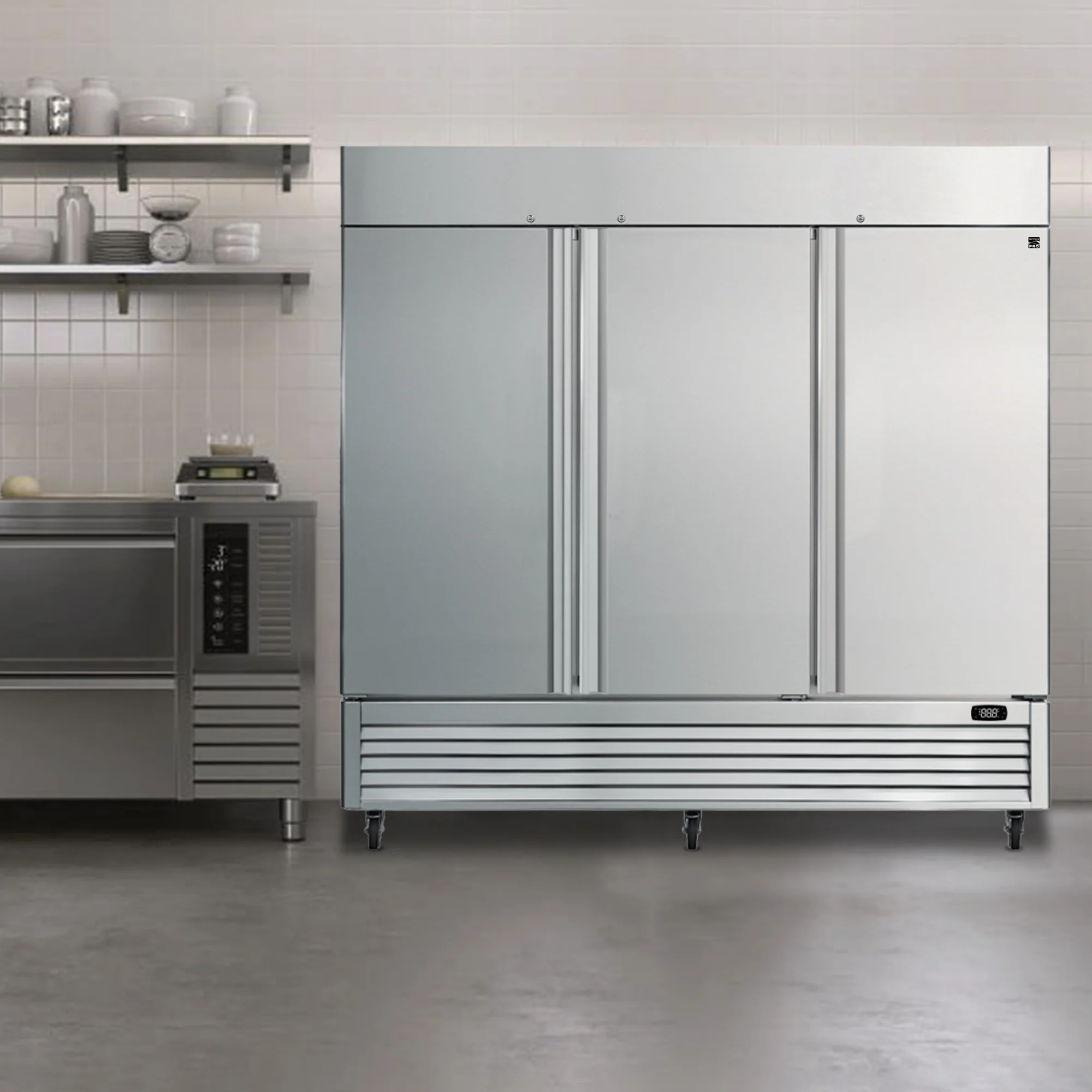 Kenmore Pro 72 Cu. Ft. Auto Defrost Commercial Reach-in 3-Door Convertible Freezer/Refrigerator in Stainless Steel