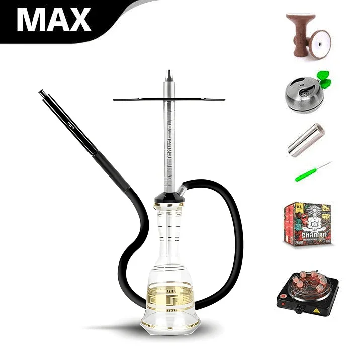 HJ SAOCCA Hookah with Bohemian Base Shisha Set - Silver Black