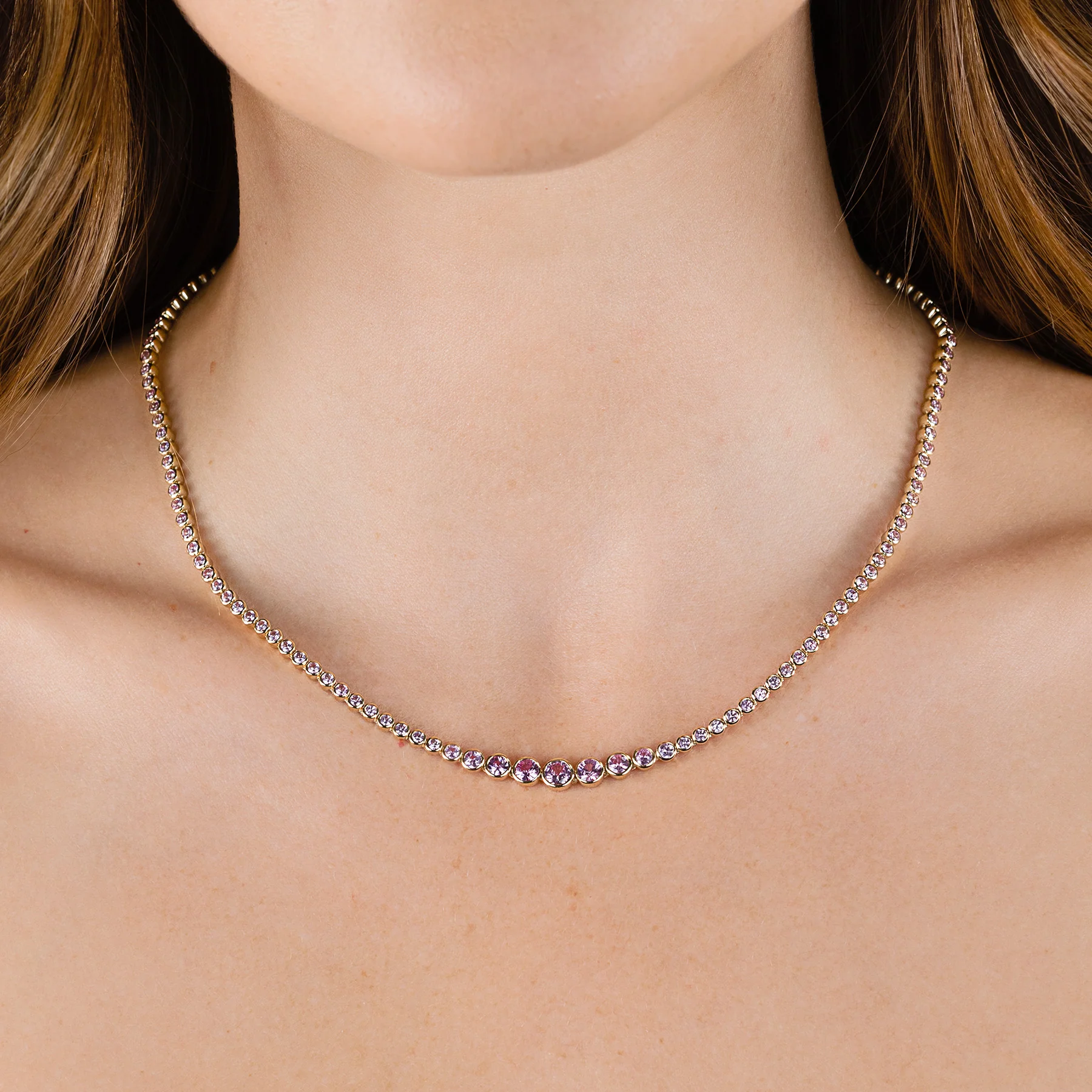 Riviera Necklace - Pink Sapphire / 14k Yellow Gold