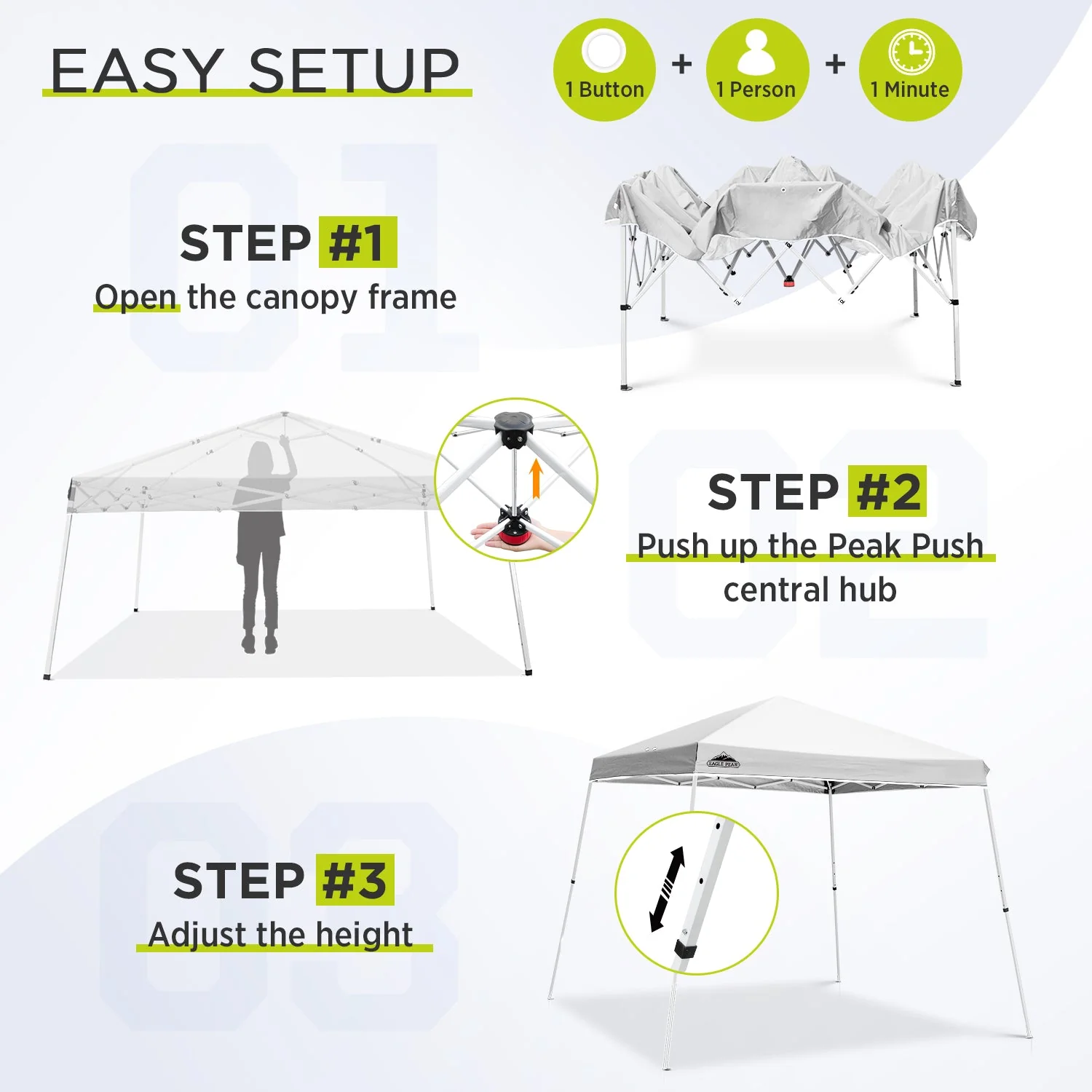 11x11 Slant Leg Pop-up Canopy Tent, 11x11 Base, 9x9 Top