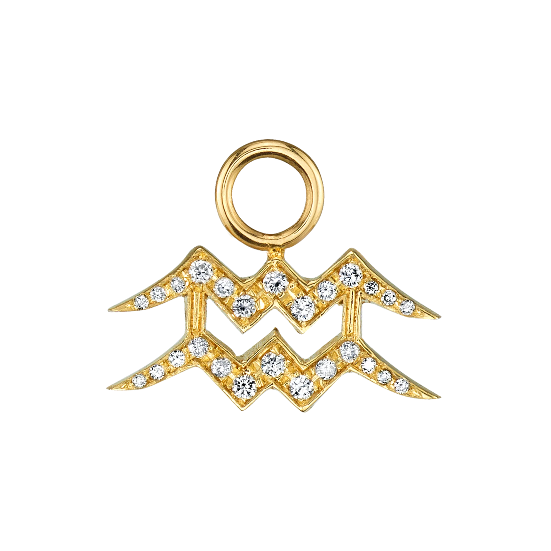 Zodiac Hoop Earring Charm - White Diamond / 14k Yellow Gold