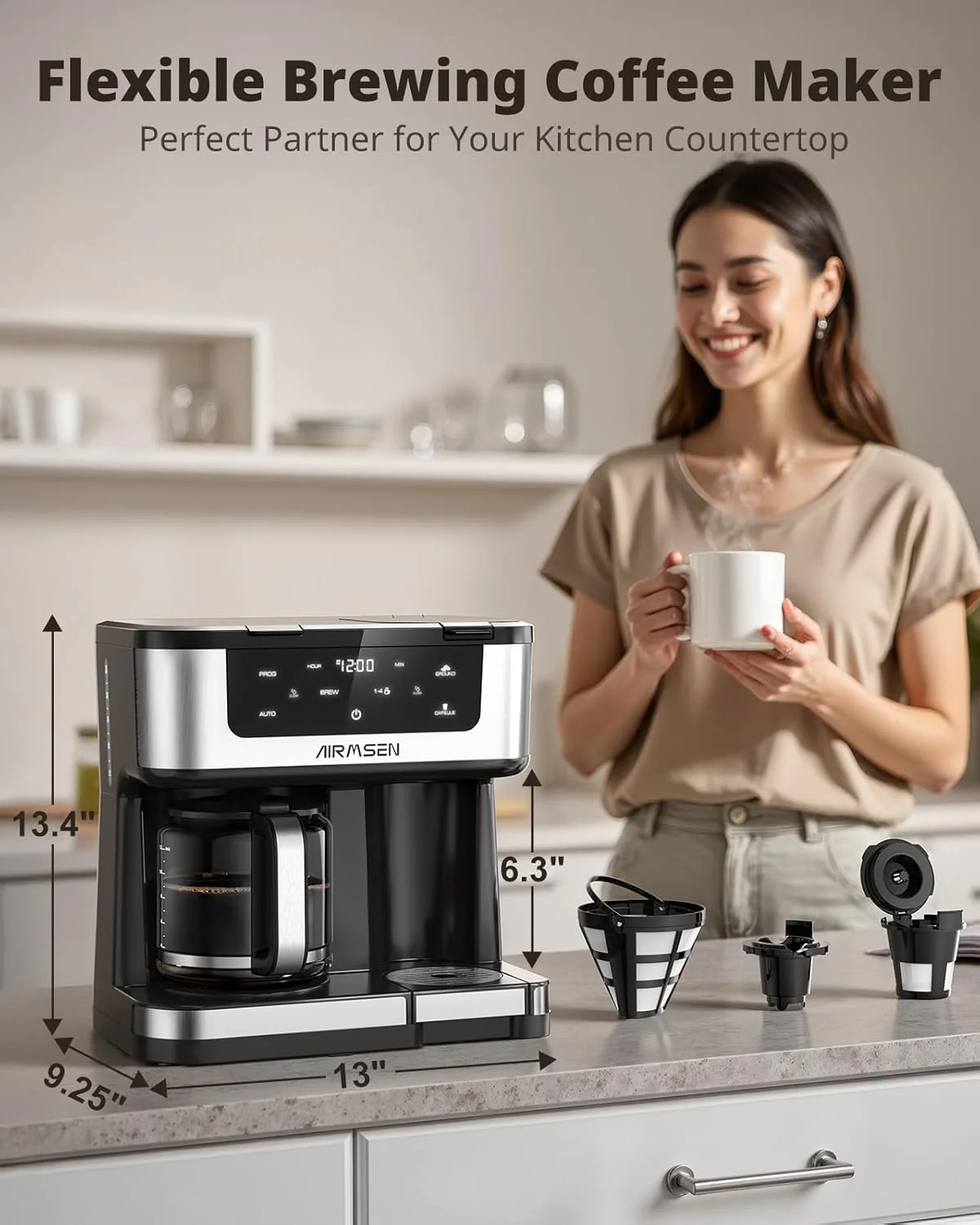 AIRMSEN 12-Cup Programmable Dual Coffee Maker