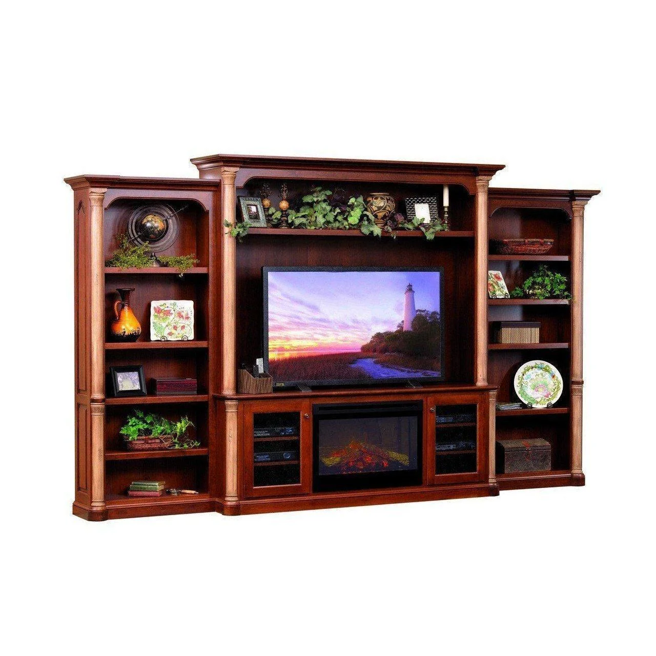 Amish Jefferson Media Center with Fireplace