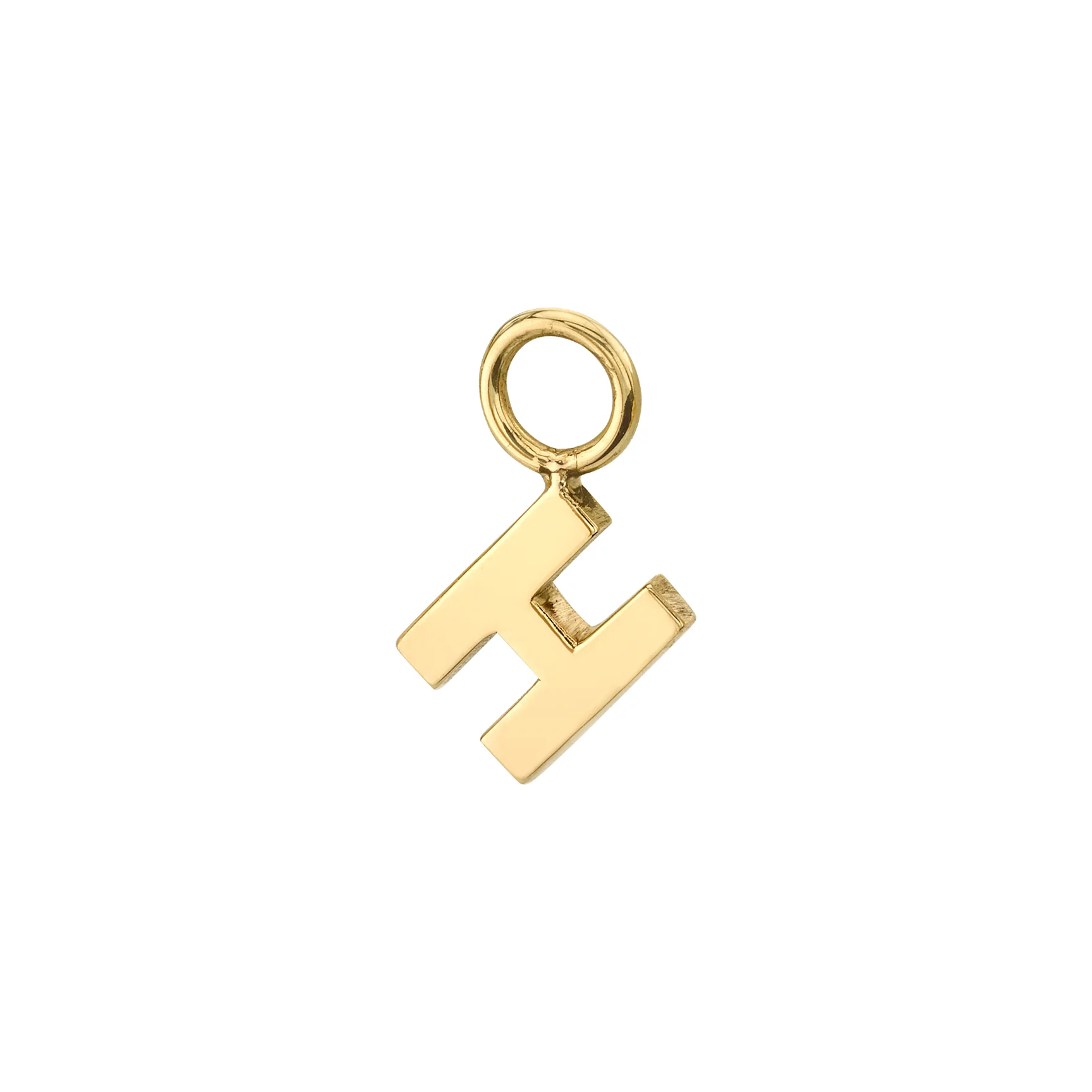Letter Hoop Earring Charm - 14k Yellow Gold