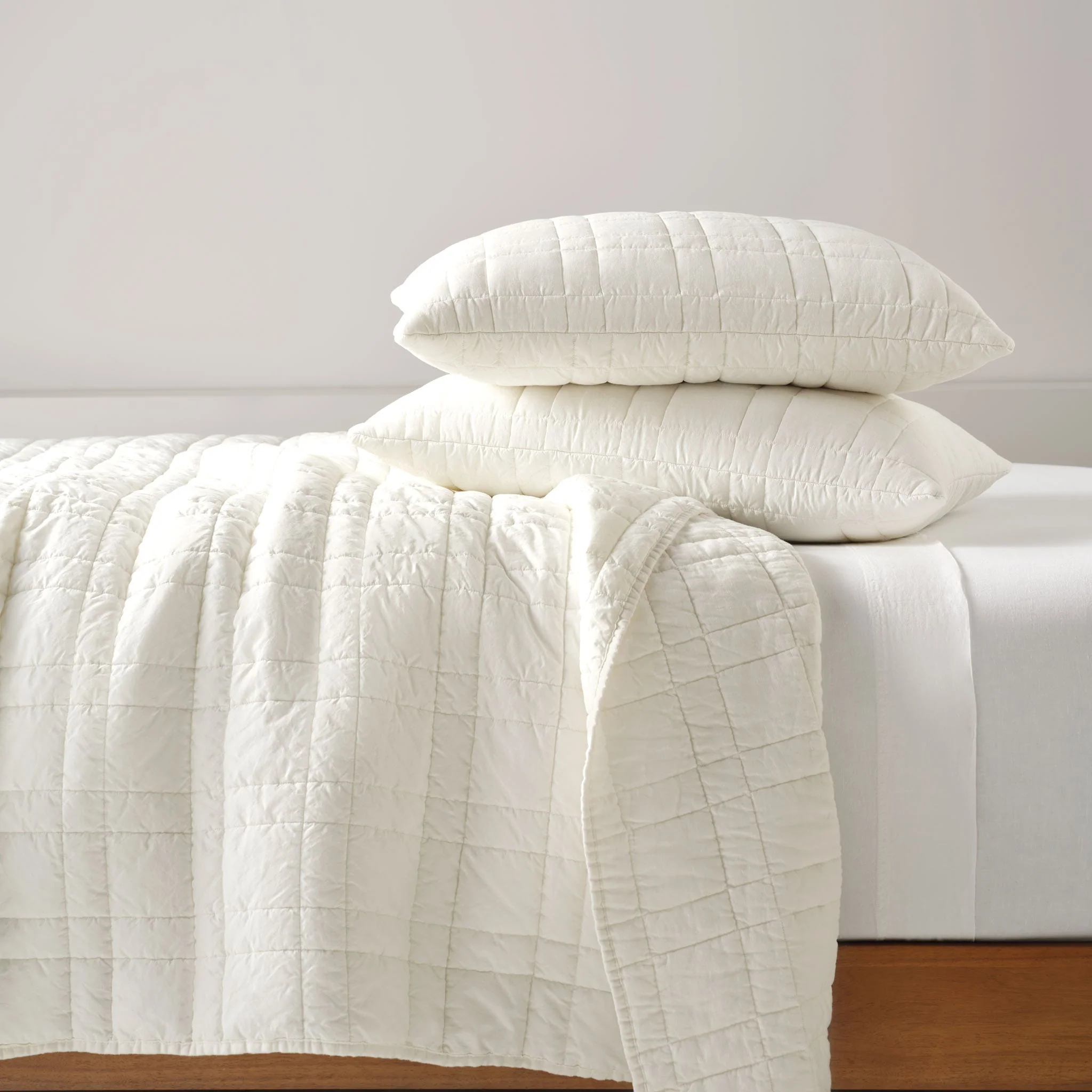 Washed European Linen Quilted Sham Set