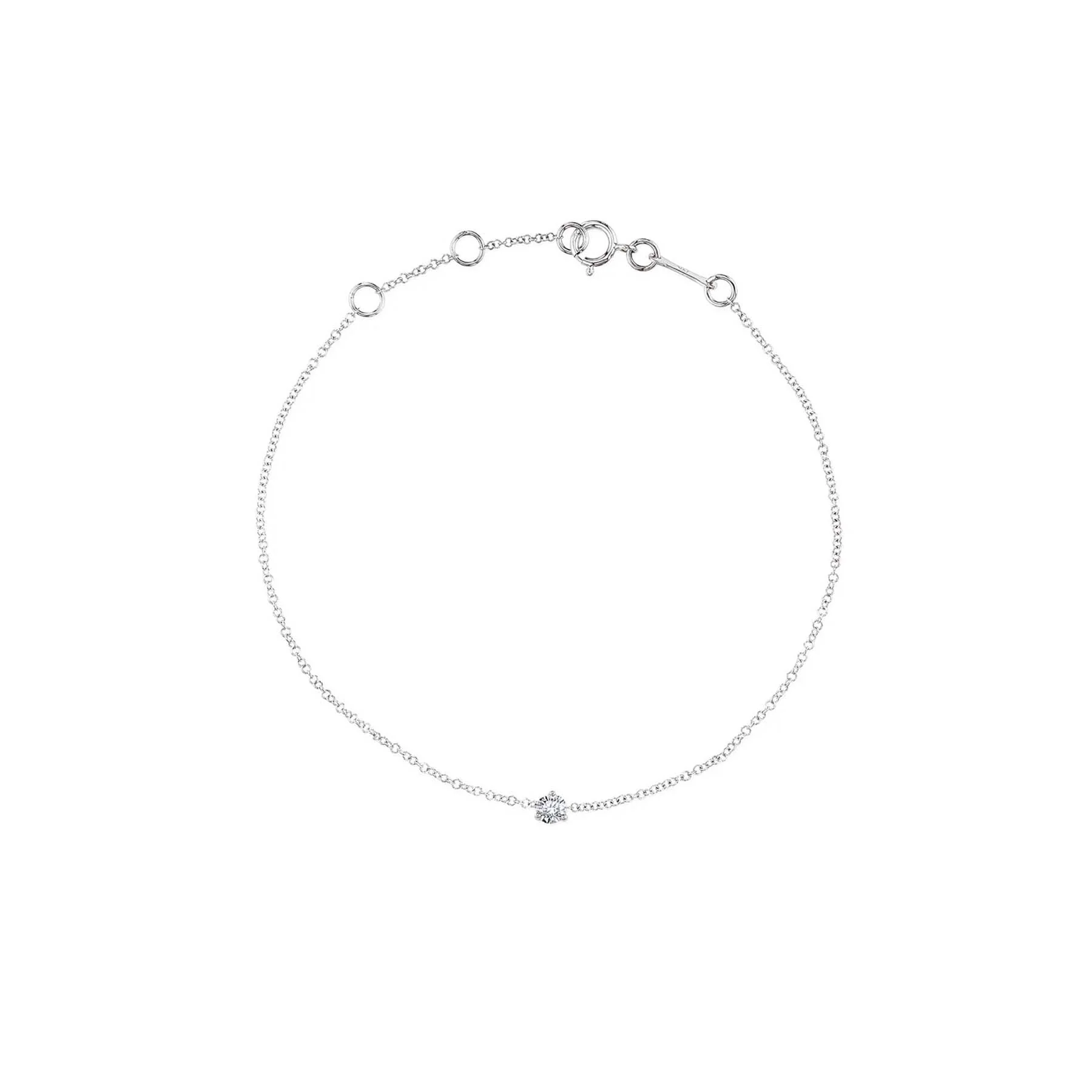 Solitaire Chain Bracelet - White Diamond / 14k White Gold