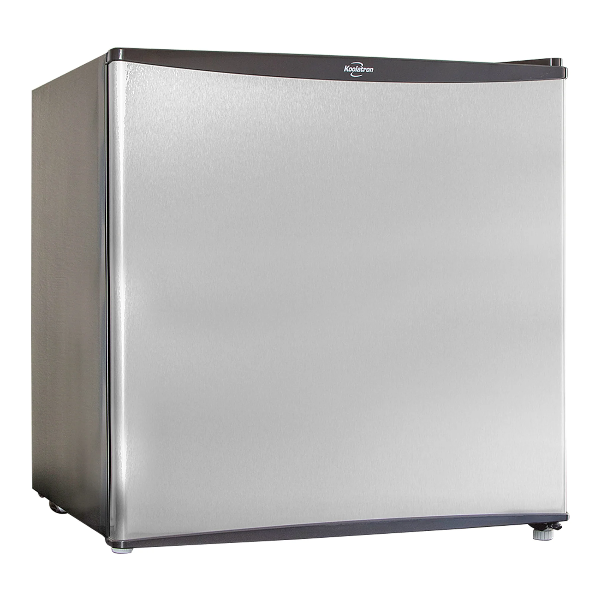 Koolatron Stainless Steel Compact Fridge With Freezer 1.6 cu ft (44L) Silver & Black | Flat Back Reversible Door | For Snacks, Frozen Meals, Beverages, Beer, Den, Dorm, Office, Rec Room, Home Bar