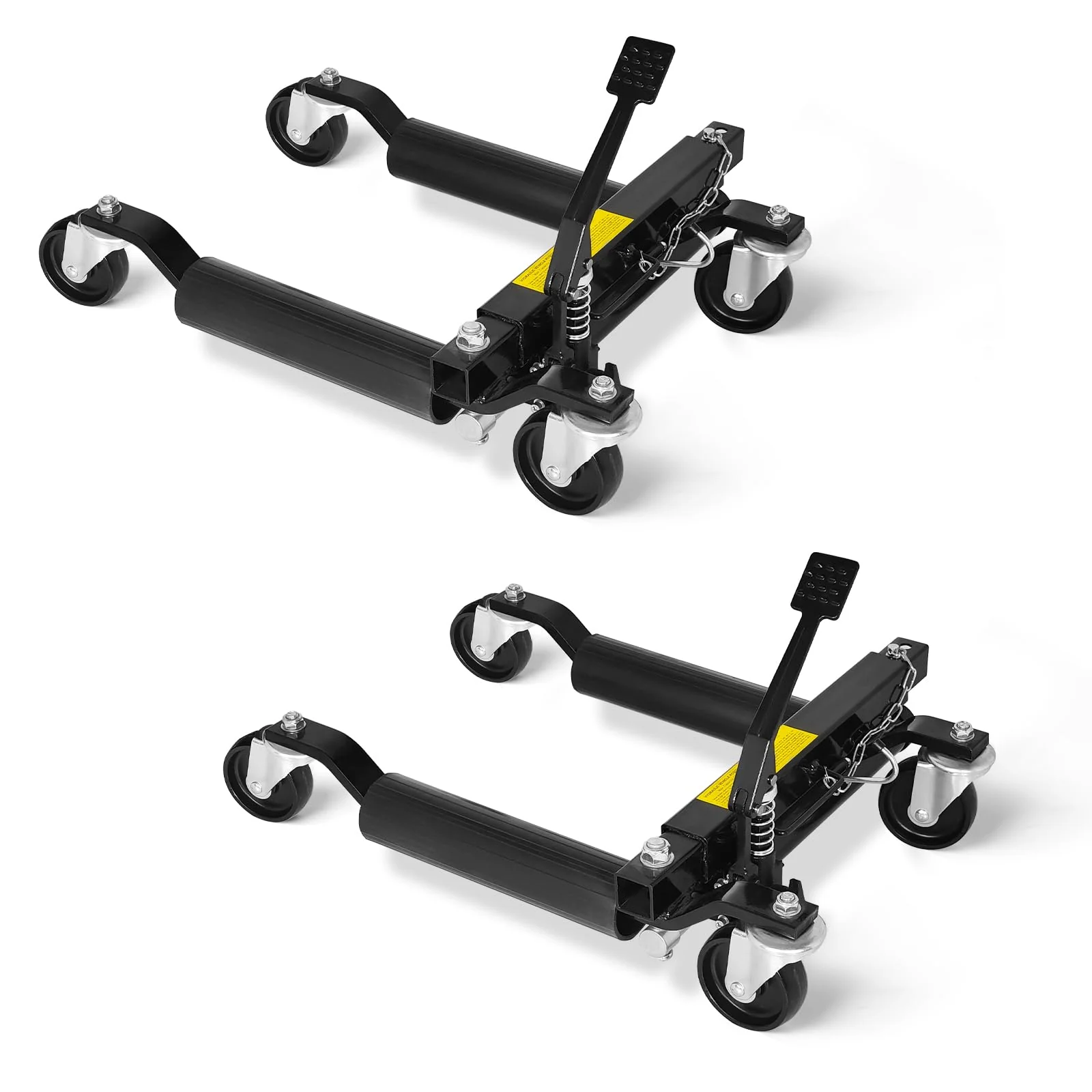 Garvee 2 Pack Car Wheel Dolly 3000-lbs Load Capacity Mechanical Heavy Duty Vehicle Positioning with Ratcheting Foot Pedal Steel Construction for Car Truck RV Trailer Auto Repair