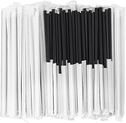 Biodegradable Compostable Individually Wrapped Straws, PLA Disposable Plant Based Eco Friendly Straws 8.25