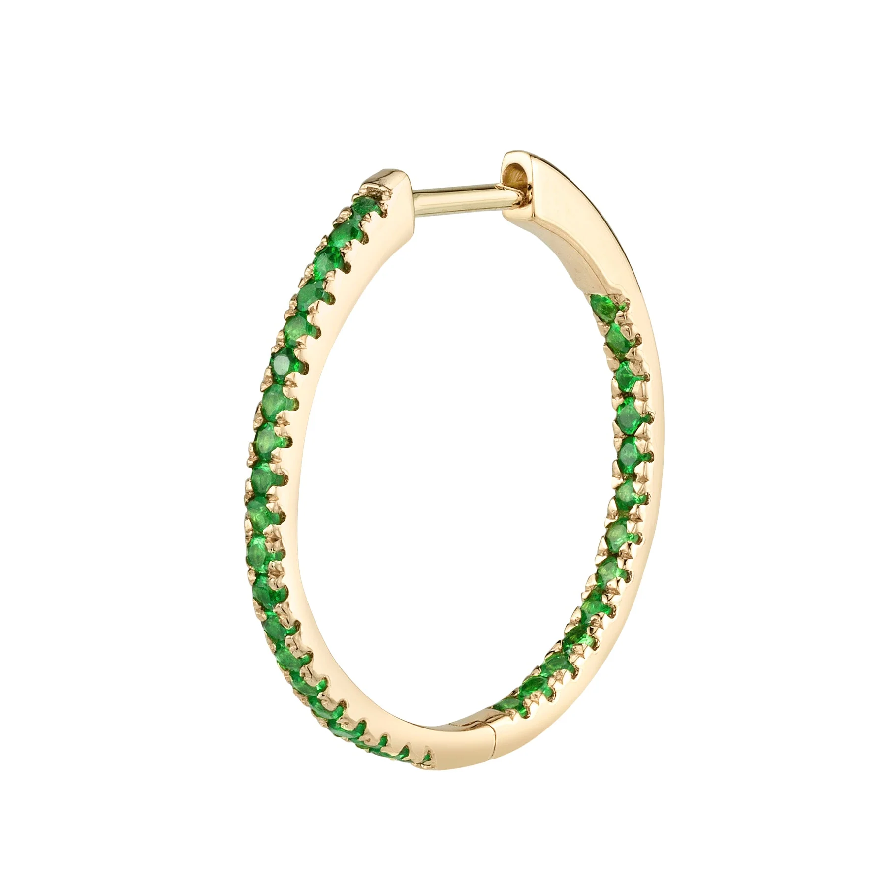 Small Inside Out Hoop - Tsavorite / 14k Yellow Gold