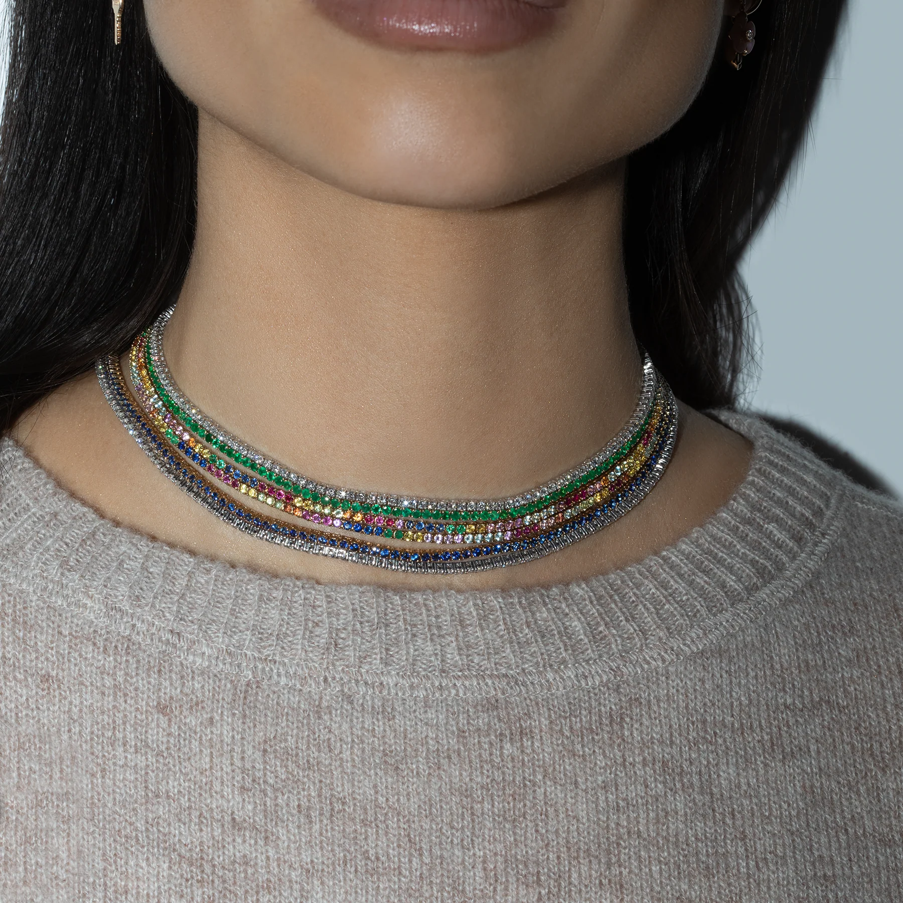 Perfect Collar Tennis Necklace - Emerald / 14k Yellow Gold