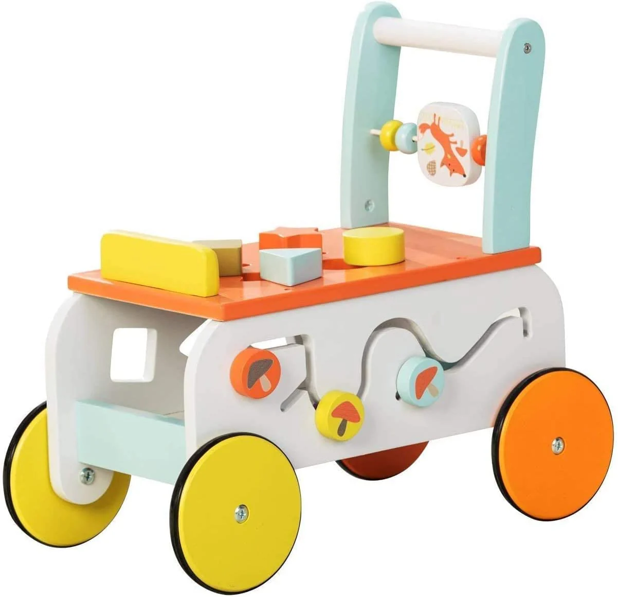 Baby Walker with Wheel, 3-in-1 Wooden Activity Walker for Kids 1-3 Years