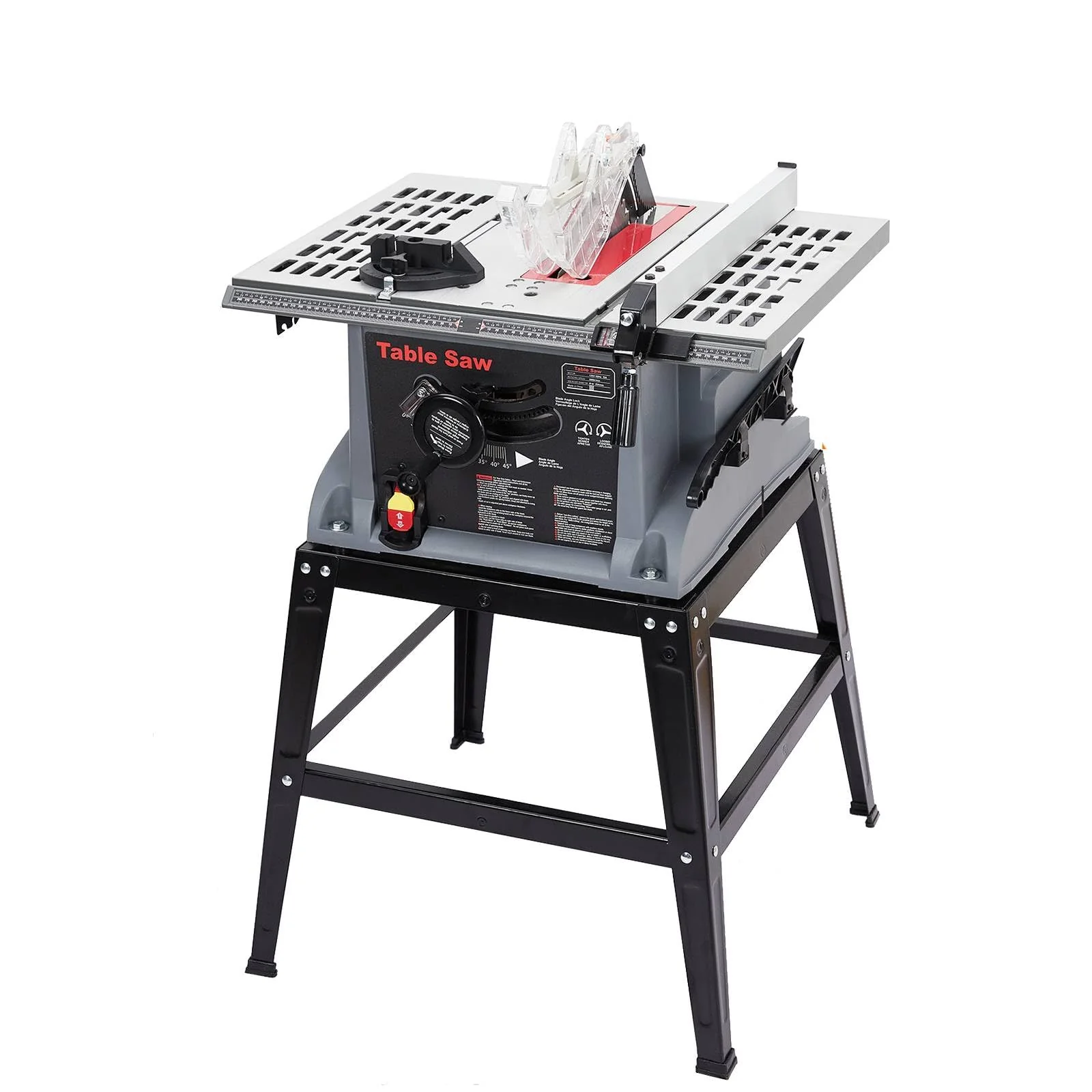 Garvee 1800W 10in Table Saw, 5000RPM, Stand & Safety, 90° & 0-45° Cuts