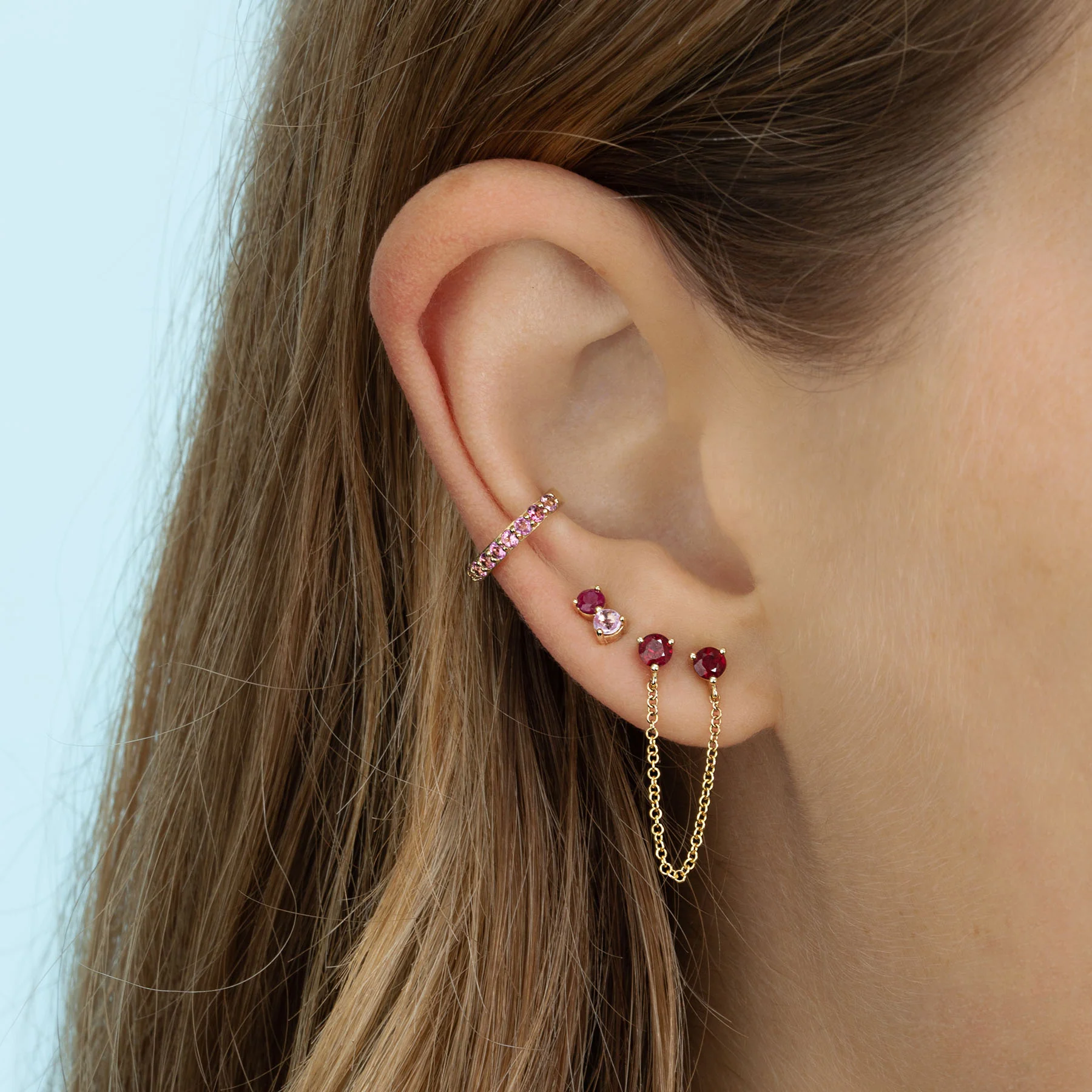 Perfect Ear Cuff - Pink Tourmaline / 14k Yellow Gold