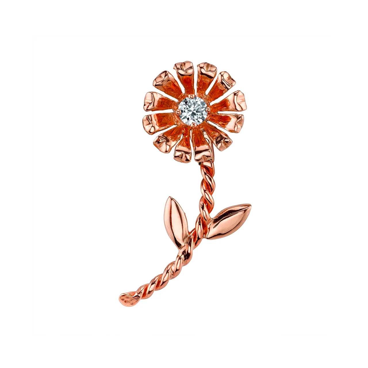 Arrow Flower Earring - White Diamond / 14k Rose Gold