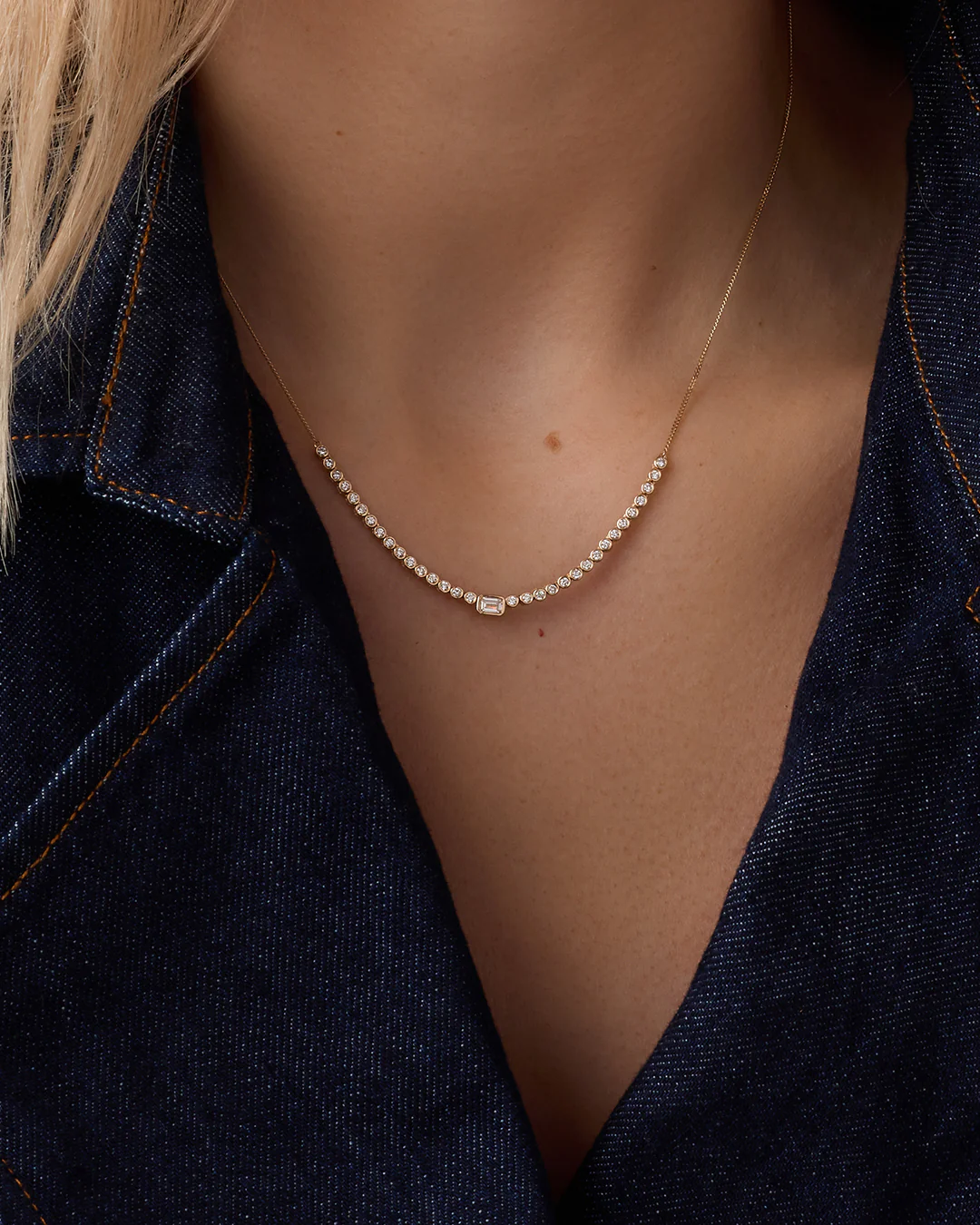 Lab Grown Diamond Emerald Row Necklace