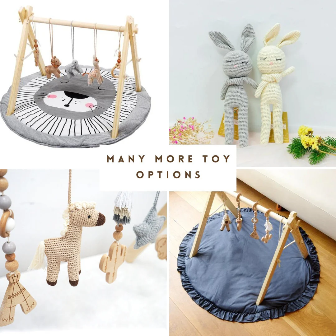Handmade Wooden Baby Activity Center with 5 Hanging Toys: Eco-Friendly, Educational Play Gym with Handmade Toys