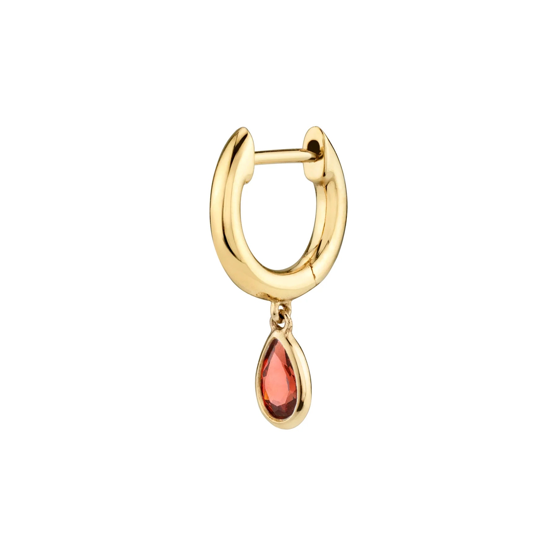 Teardrop Slim Hoop - Garnet / 14k Yellow Gold
