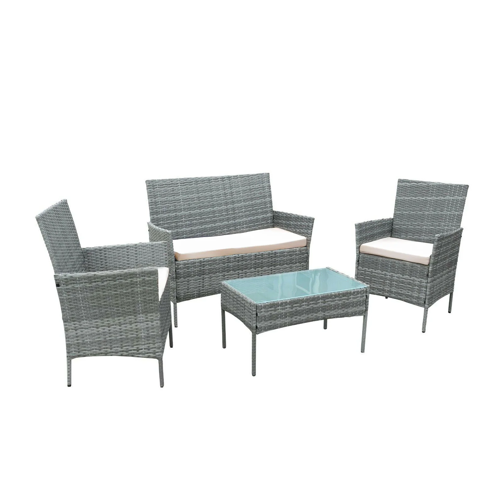 Neo Grey 4 Piece Rattan Outdoor Furniture Garden Sofa Set