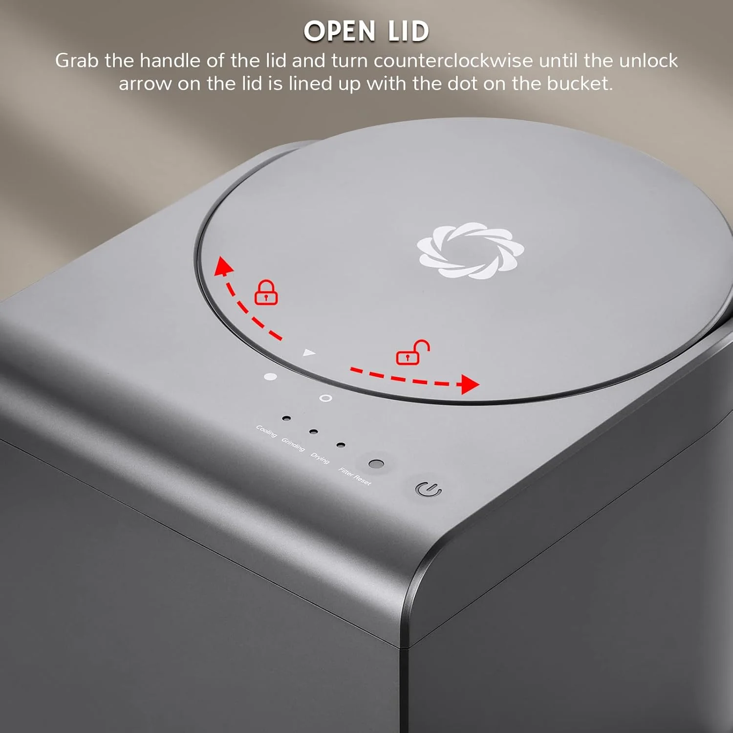 Electric Kitchen Composter, 2.5L Capacity, Turn Food Waste and Scraps into Dry Compost