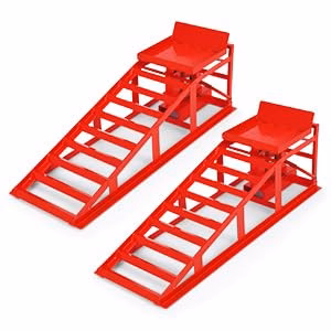 Garvee 2 Pack Car Ramps Hydraulic High Lift Service Automotive Car Lift 5T 12000LBS Red